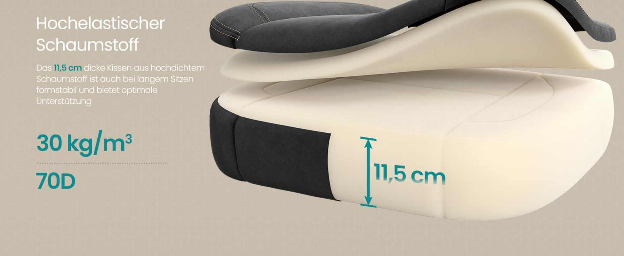 Gaming-Stuhl, ergonomischer Computerstuhl, Bürostuhl, mit Fußstütze, Kopfkissen, Lendenkissen, Oberfläche aus Samt