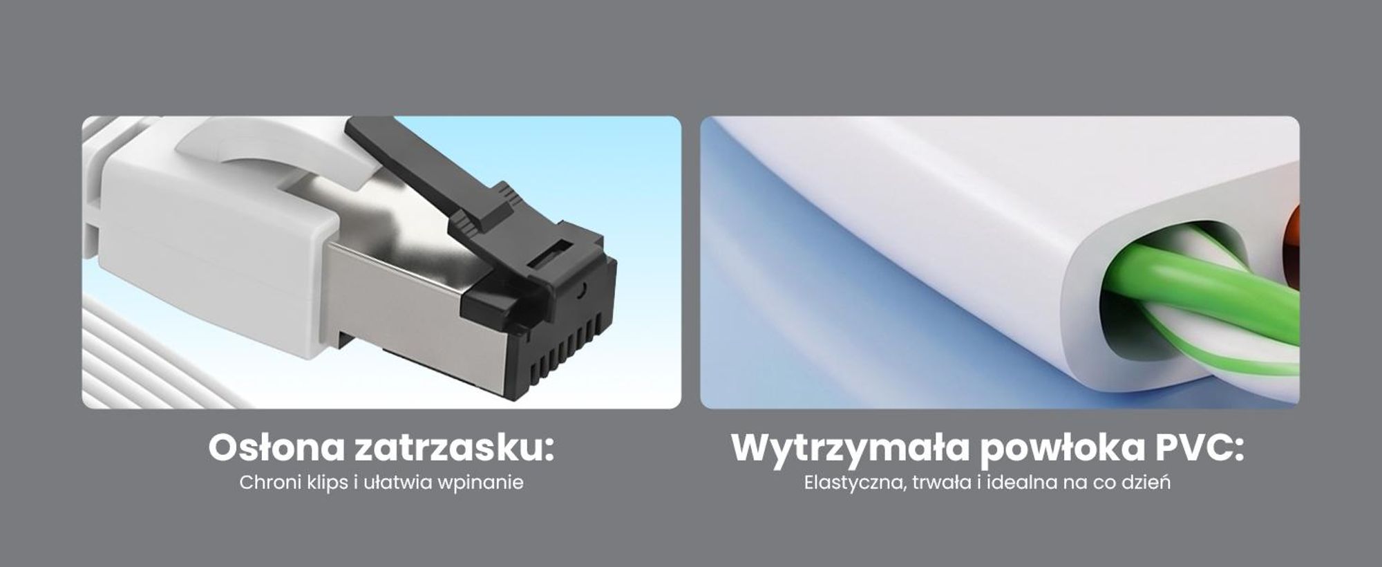 Extralink Cat.8 U/FTP 0,5 m 40 Gb/s Płaski patchcord LAN RJ45, Miedź, Biały
