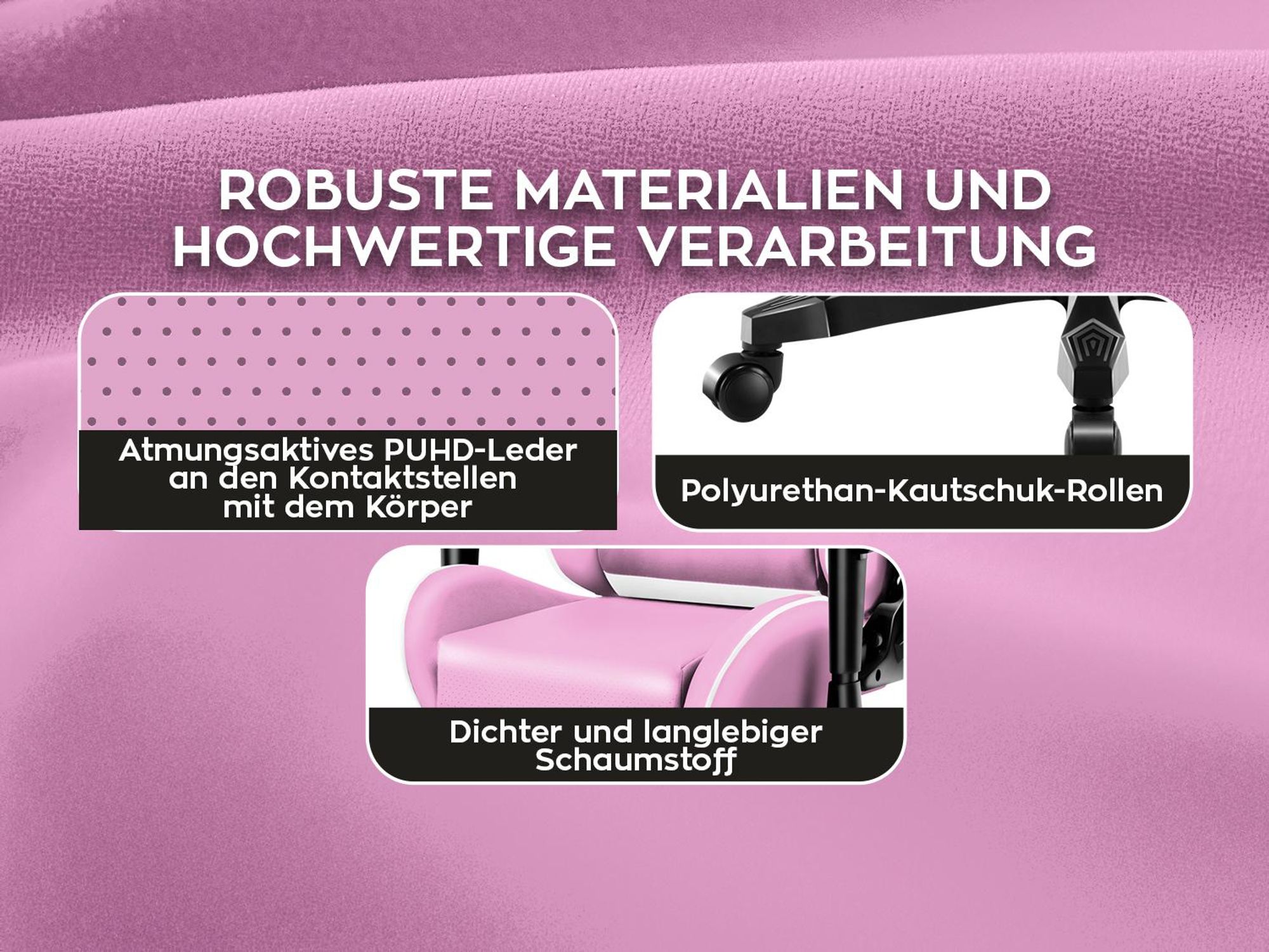 Huzaro Kinder Schreibtischstuhl Ranger 6.0 Gaming Stuhl Racing Sessel Bürostuhl Drehstuhl Gamer bis 130 kg Rosa