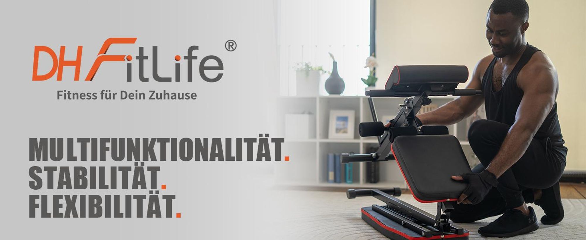 DH FitLife Hantelbank klappbar mit Curlbank & Beinstrecker | Weight Bench for Home Workout | Trainingsbank multifunktional | Fitness Bank | Schrägbank