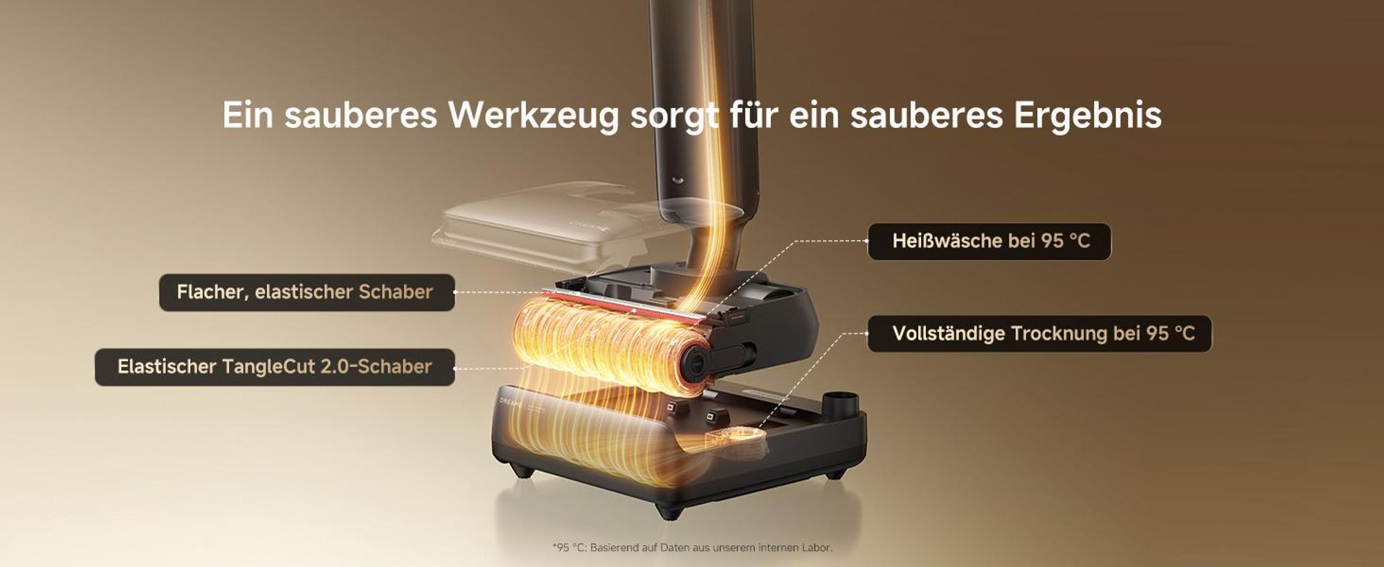 Dreame T14 Pro Nass- und Trockensauger,25kPa Saugleistung Akku-Staubsauger,9.85cm Ultraschlanke,95℃ Heißwäsche,0-Tangle Schaber,Auto-Reinigungssystem
