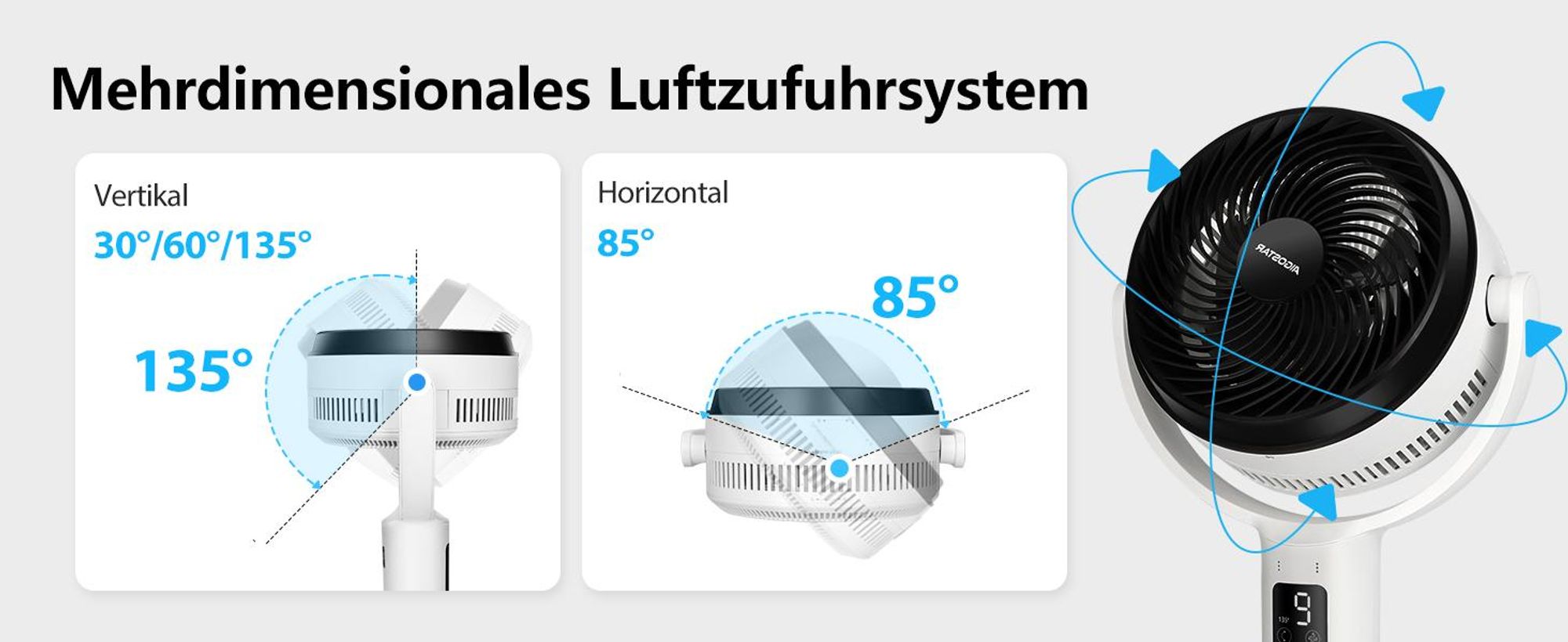 Aigostar 23dB Leiser Standventilator, 135° Oszillierend, Fernbedienung, 9 Stufen, 9H Timer, Aroma+Filter, Höhenverstellbar, Weiß