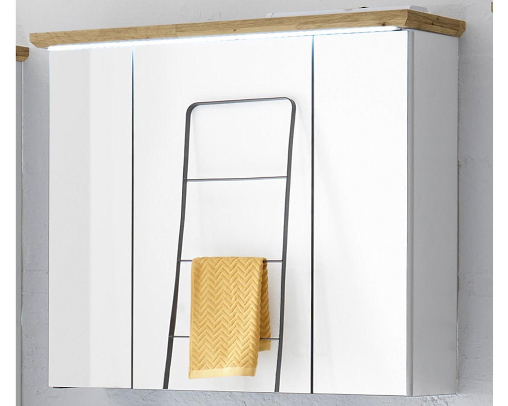 Spiegelschrank "Tomlin I" – Bad-Spiegelschrank im Landhausstil mit LED-Beleuchtung und viel Stauraum