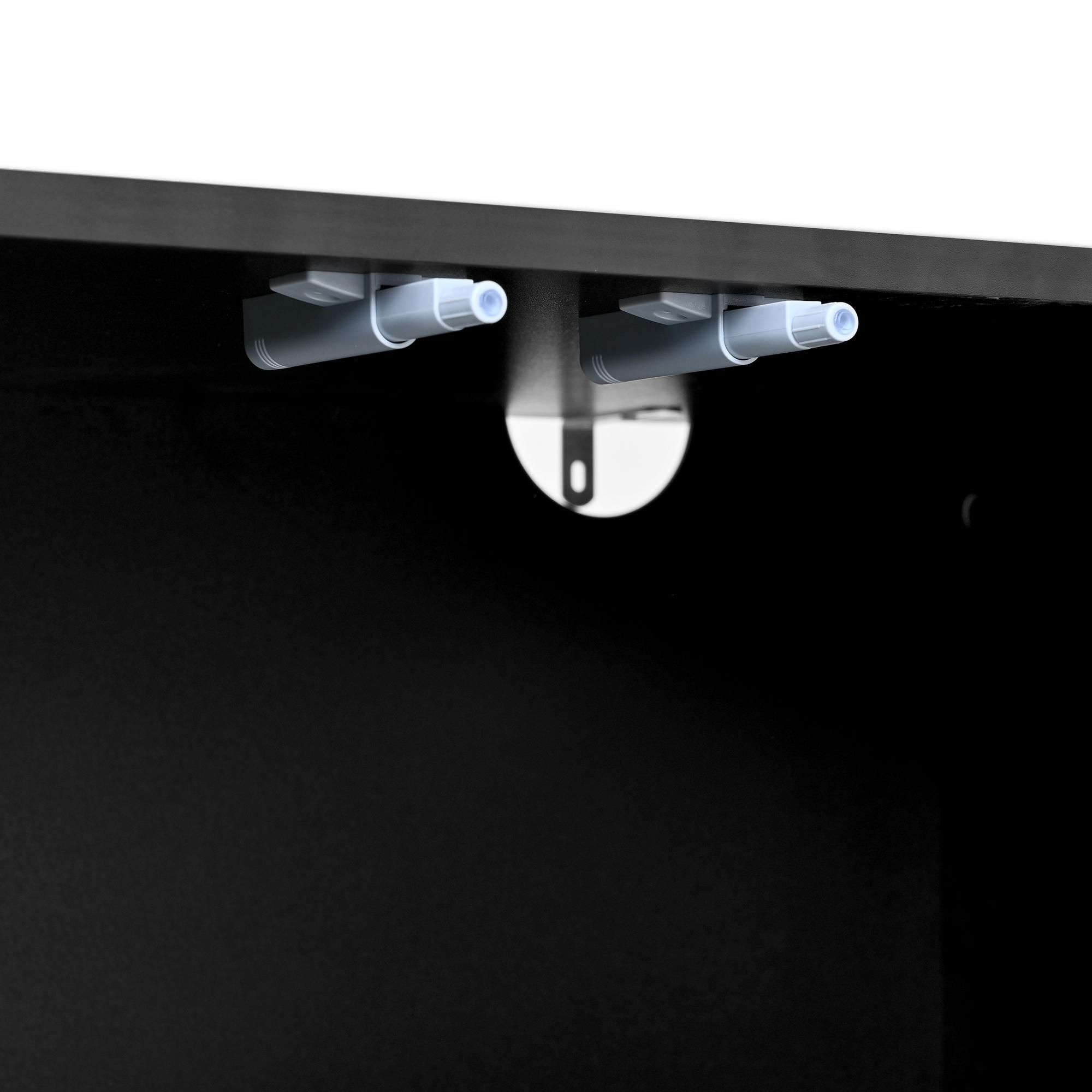 Merax Kommode Sideboard Modern, 3 U-förmiges Tür, inkl. Glastür, Push-to-Open, Esszimmer, Küche & Wohnzimmer, 120 cm Kommode, Schwarz