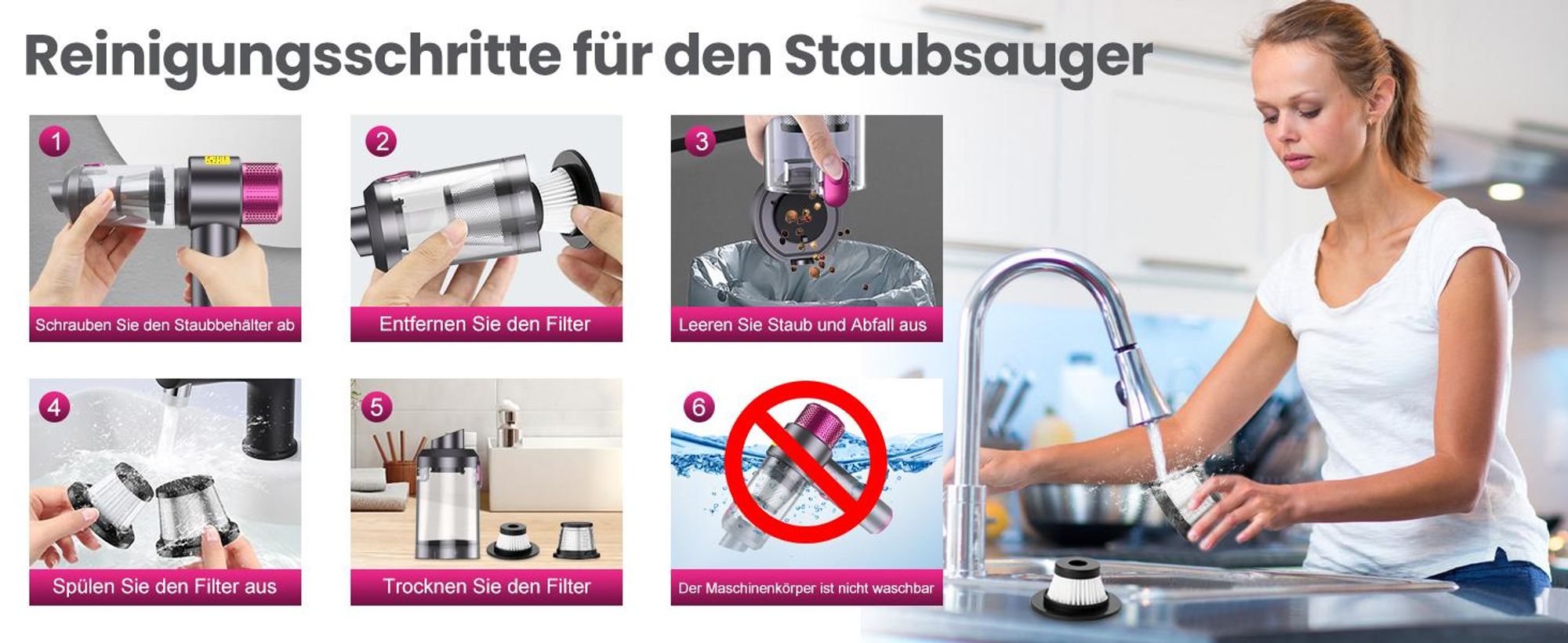 Handstaubsauger, Auto Staubsauger, 8000Pa Stark Autostaubsauger, Kabellos Handsauger, 2-In-1 Staubsauger & Gebläse, für Tierhaare, Auto, Haus