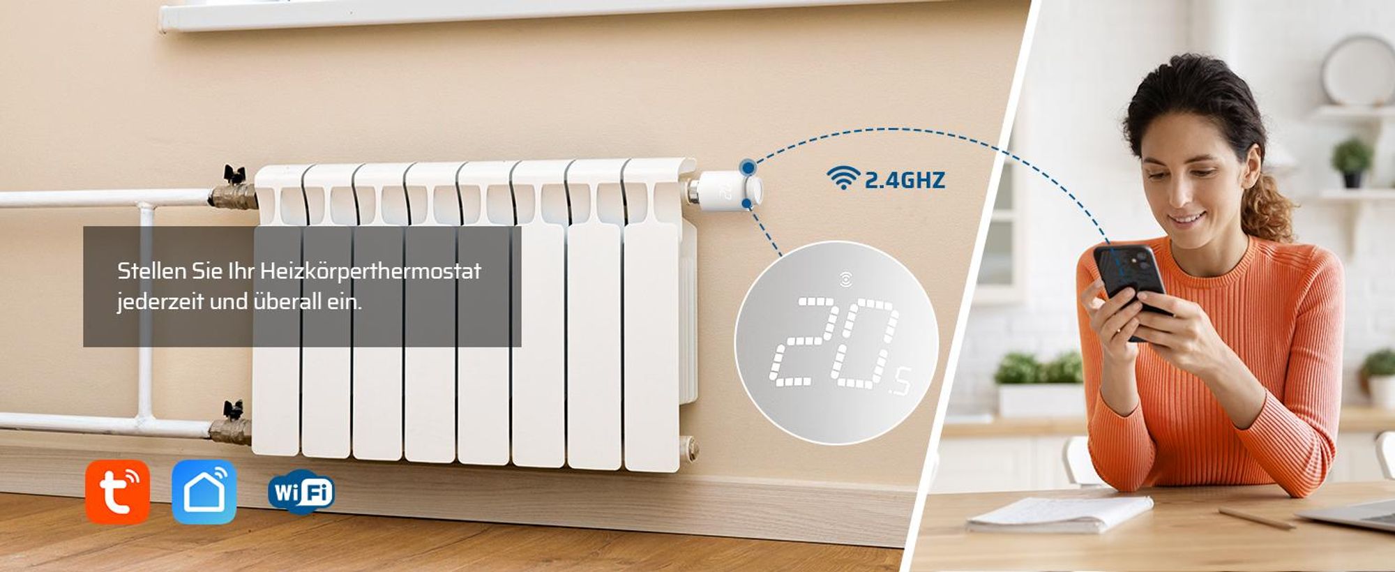 DEWENWILS Smartes Heizkörperthermostat WLAN, Programmierbar Heizungsthermostat
