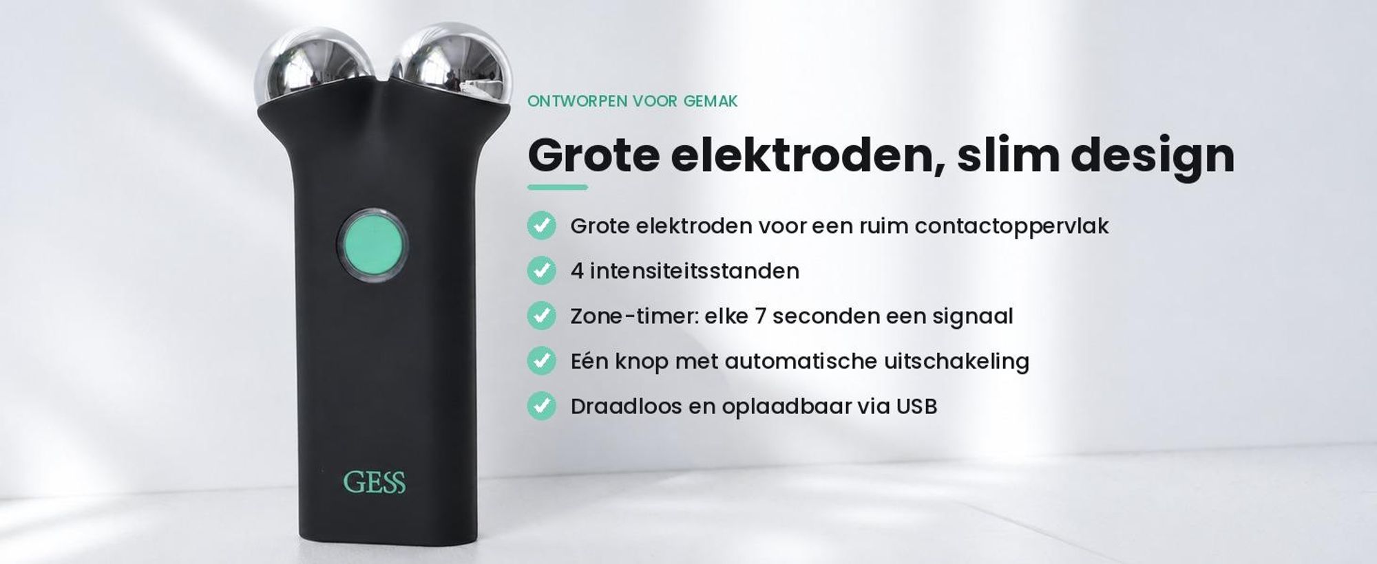 GESS Sfera microstroom gezichtsapparaat - microcurrent face lifting massager voor thuis - GESS-083