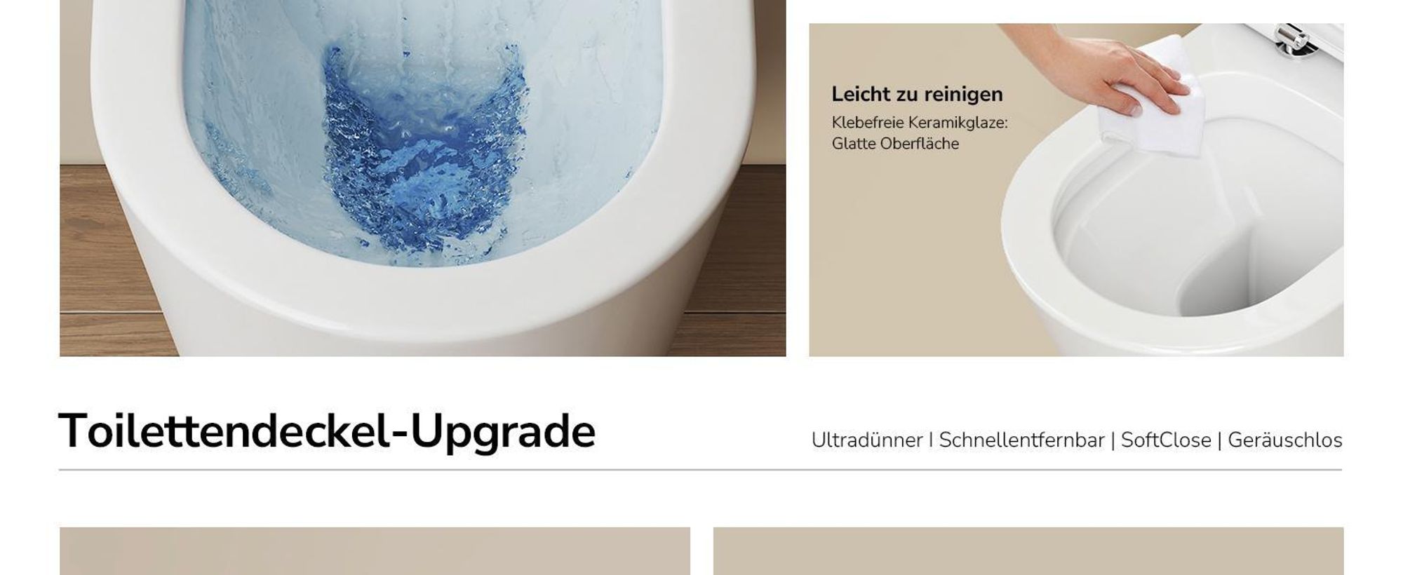 EMKE Hänge-WC Keramik Doppel-Loch-Gegenspülung Wassersparend Wandmontage Toilette mit Direktspülung Soft-Close Deckel geräuscharm Glänzendweiß