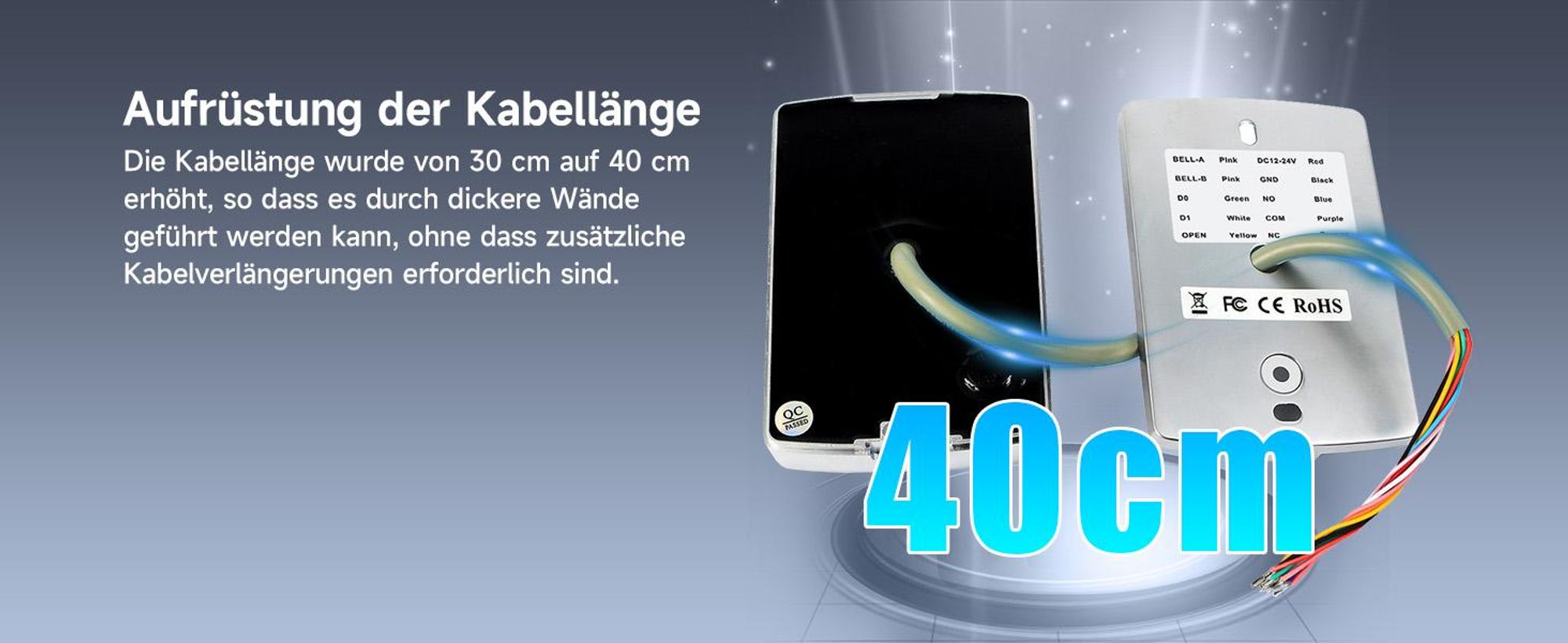 Retekess T-AC04 Smart Türschloss IP68 Zugangssystem PIN 125KHz RFID Wasserdicht Hinterleuchtet Diebstahlsicherung, Geeignet für Apartment Geschäfte