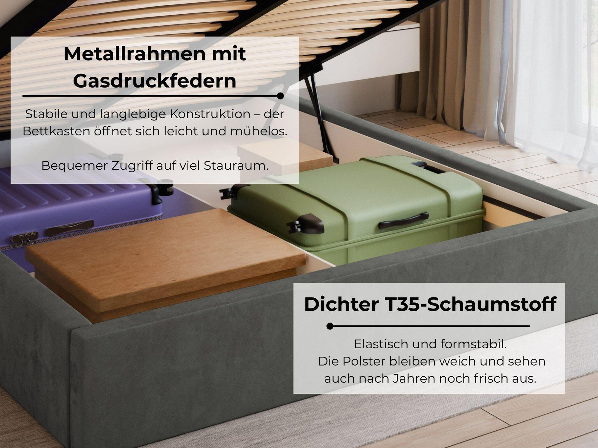 VALLH Polsterbett Bett 160x200 mit bettkasten Beige Samt - Kissenkopfteil mit lattenrost (Sofia Piano 15)