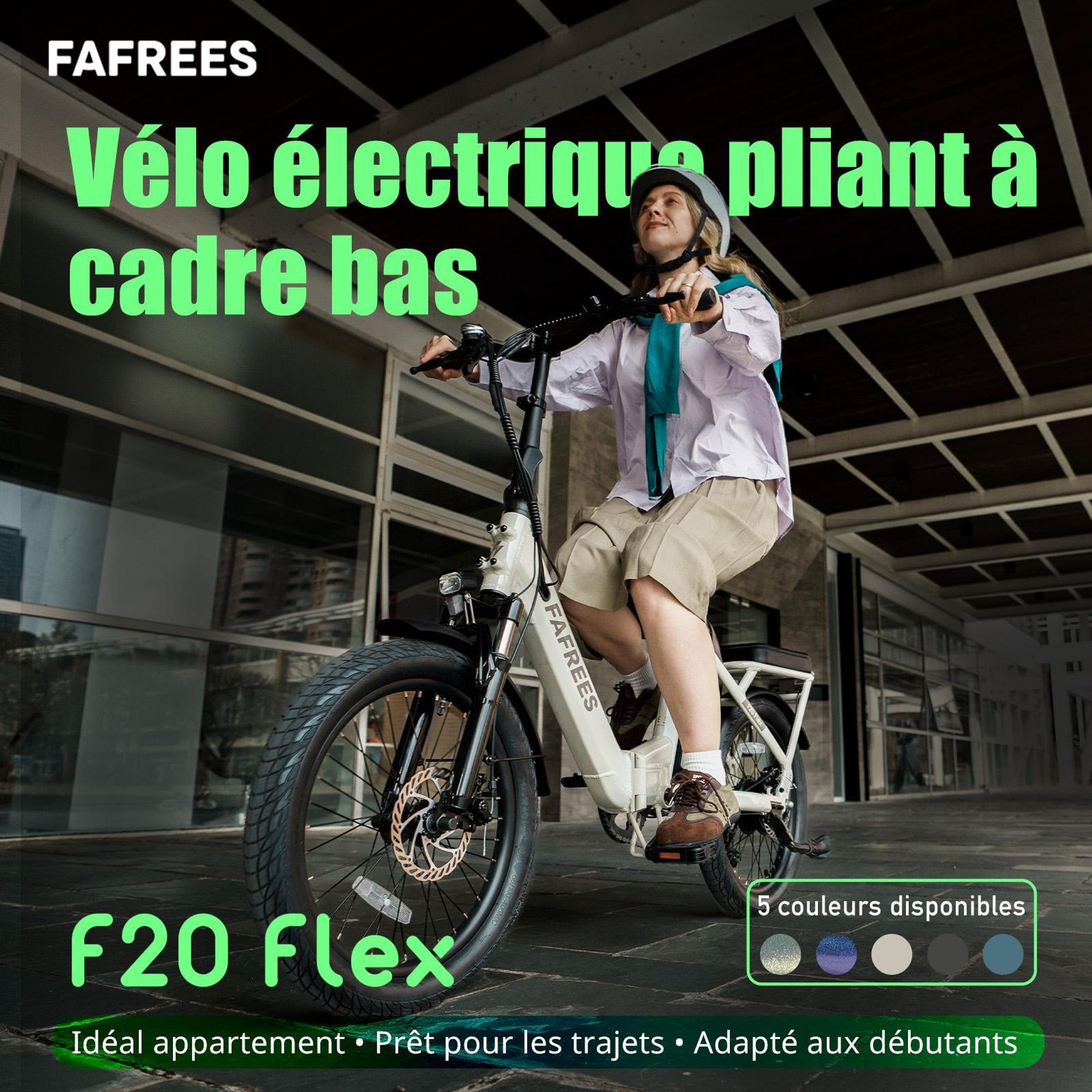 FAFREES F20 Flex vélo électrique pliant - moteur 250W batterie 36V25Ah 95KM - Vert Violet