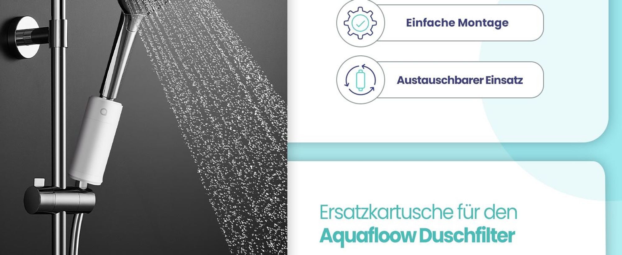 AquaFloow Duschfilter Schwarz Matt – 20-Stufen Filtration, Kalk- & Chlorreduzierung, Universal 1/2″ – 2 Stück
