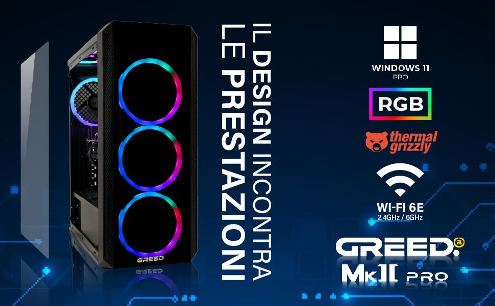 Greed® MK2 Pro - PC Gaming - Intel i7 12700F - RTX 5070 - 4K - Gaming Computer con 4,9 GHz - 32 GB DDR4 - SSD 1 TB Watercool - WiFi - Windows 11 Pro
