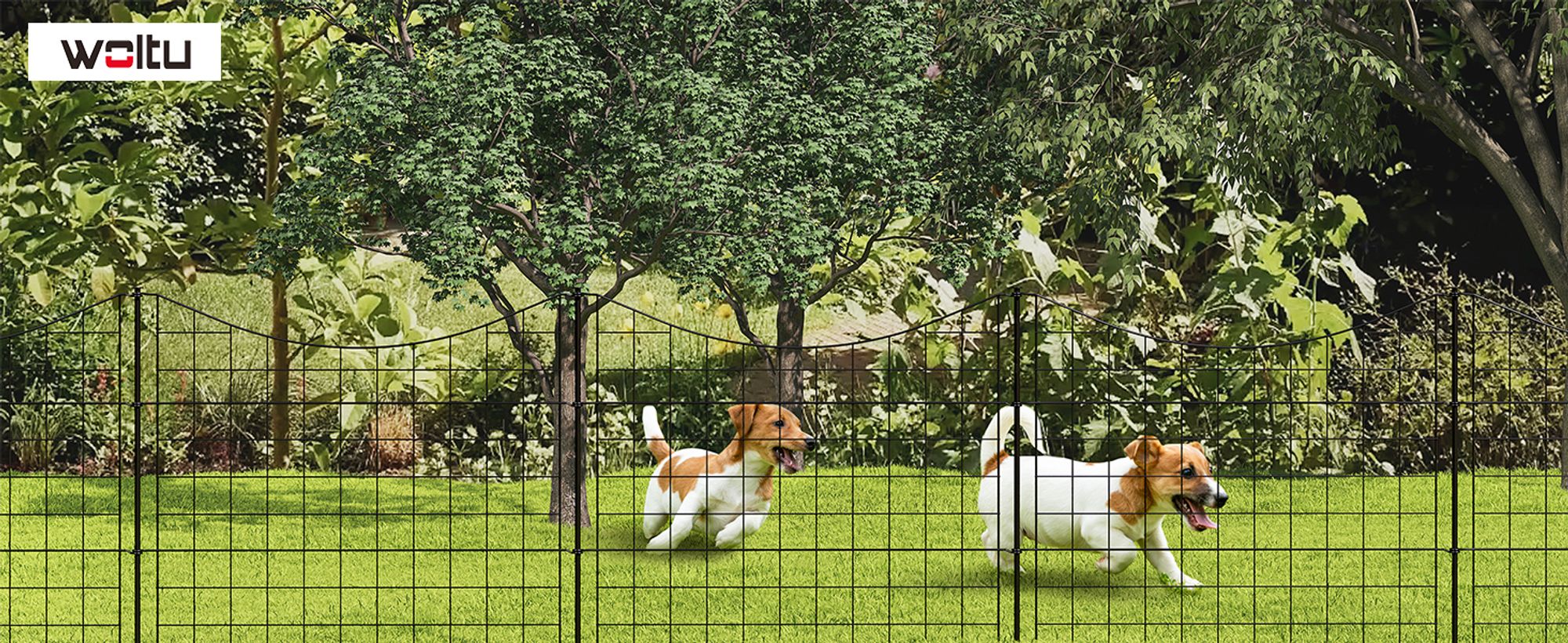 WOLTU 10 x Gartenzaun, Gitterzaun Unterbogen, Zaun für Hunde, Schwarz, 70×64 cm