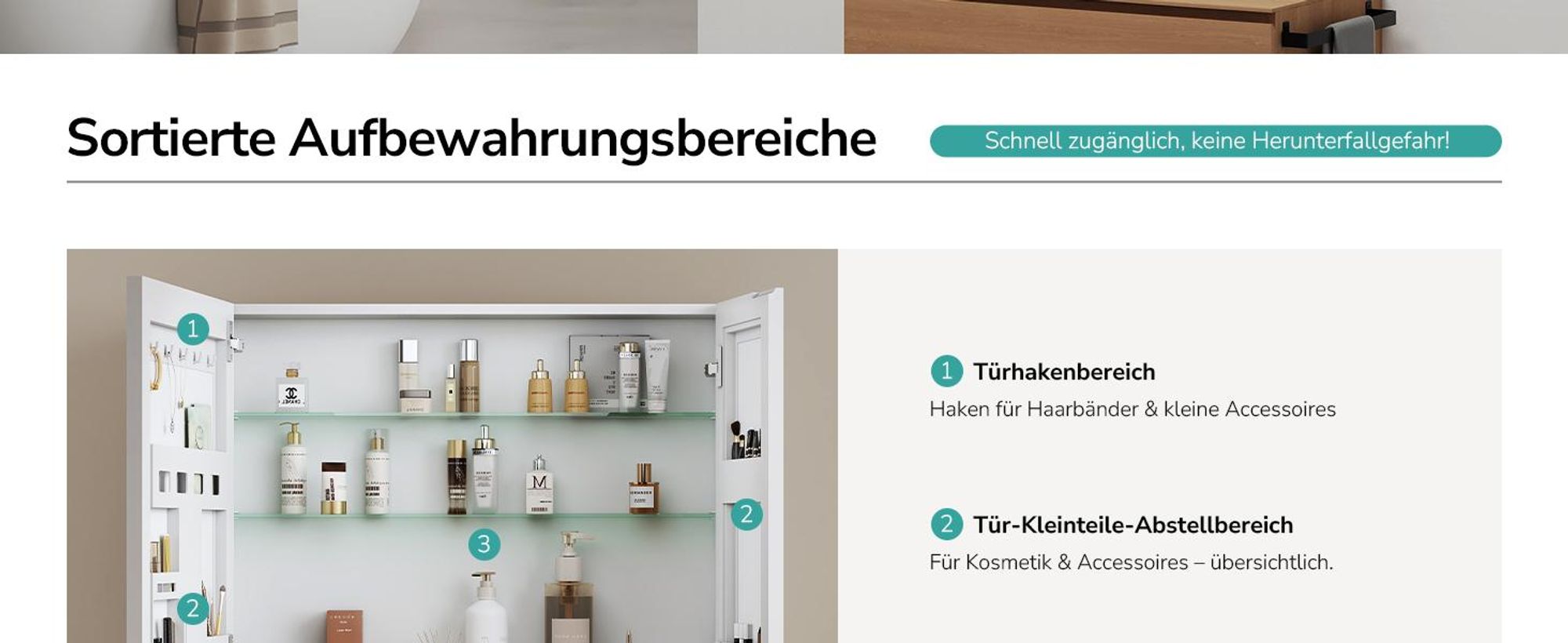 EMKE Spiegelschrank Mattweiß Doppeltür 65x80x14,5 cm Wandmontage mit Aufbewahrung & Verstellbarem Stahlglas Regal Ideal für Badezimmer Organisation