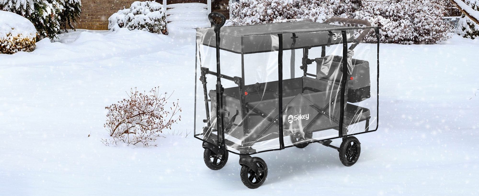 Sekey Regenschutz Transparent für Bollerwagen mit Dach, 110 x 60 x 75 cm