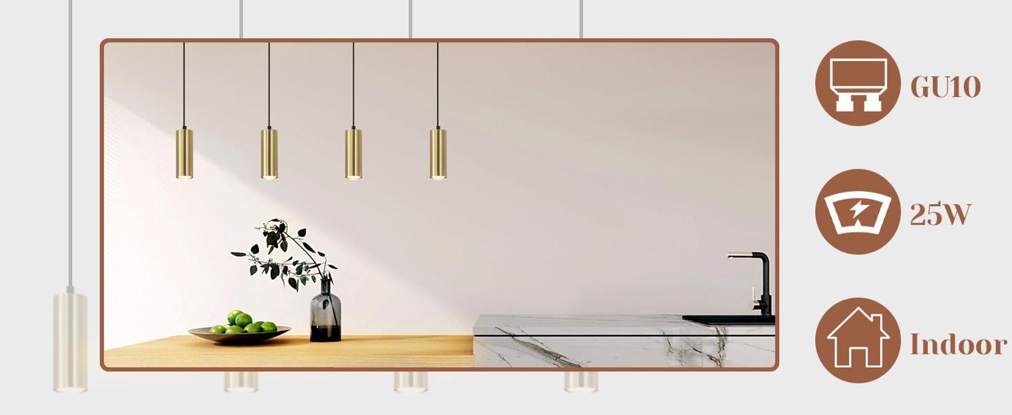 ZMH Lampada a sospensione tavolo da pranzo lampada a sospensione 4 fiamme nero oro moderno industriale lampada a sospensione Gu10 metallo tavolo da pranzo lampada per soggiorno caffè camera da letto