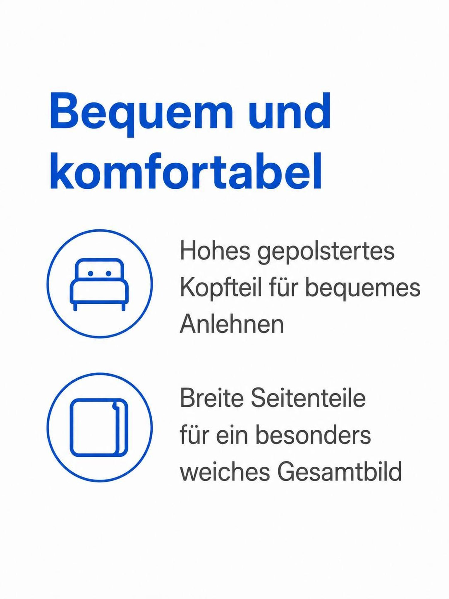 Komfortables Polsterbett TEDDY mit hohem Kopfteil und breiten Seitenteilen