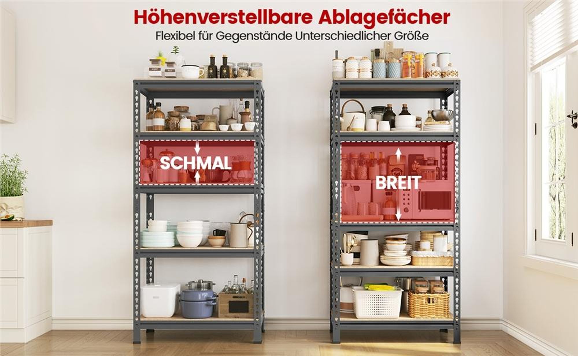 Yaheetech Lagerregal aus Metall 150x70x30cm, max. 750 kg, 5 MDF-Böden Schwerlastregal, Dunkelgrau