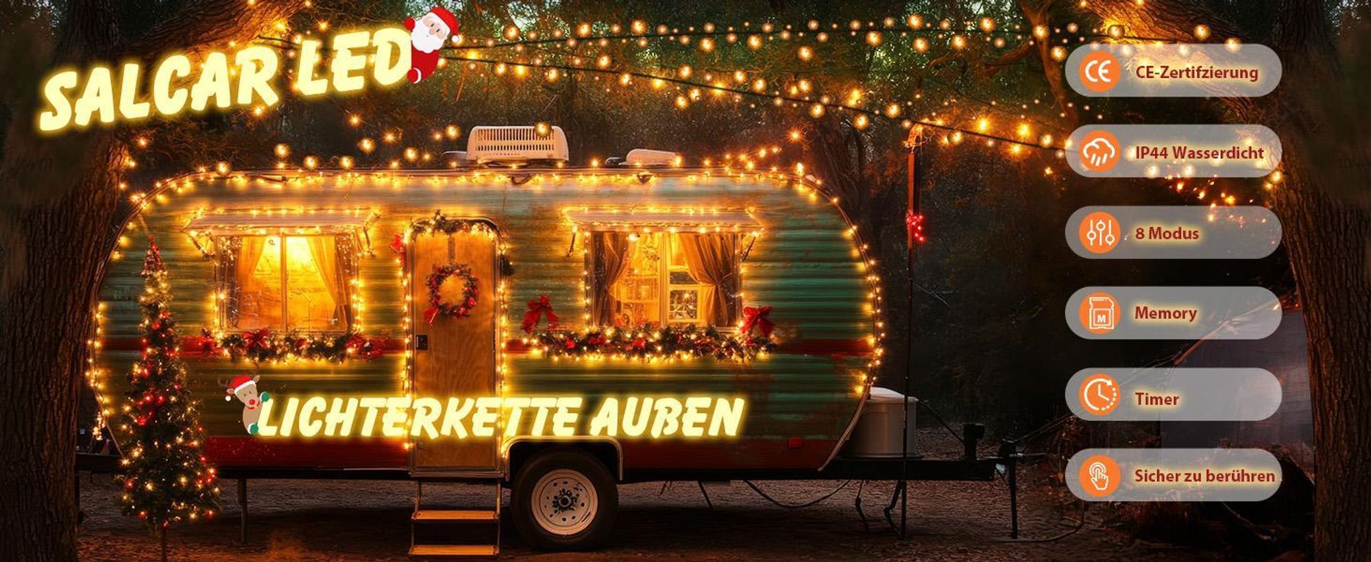 Salcar 10m 1000 LED Lichterkette Weihnachten Beleuchtung Warmweiß Cluster mit 8 Modi und Memory Innen Hochzeit Party Deko