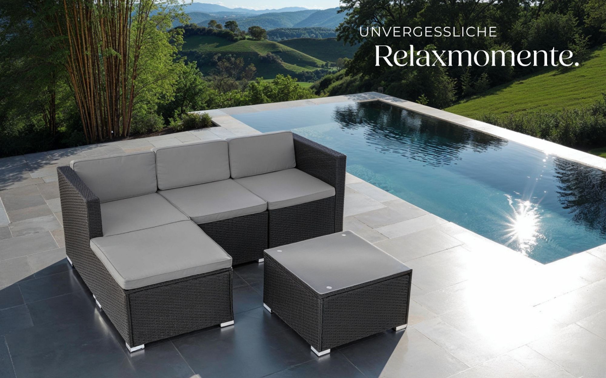 tectake® Rattan Lounge Lignano für 3 bis 4 Personen widerstandsfähig