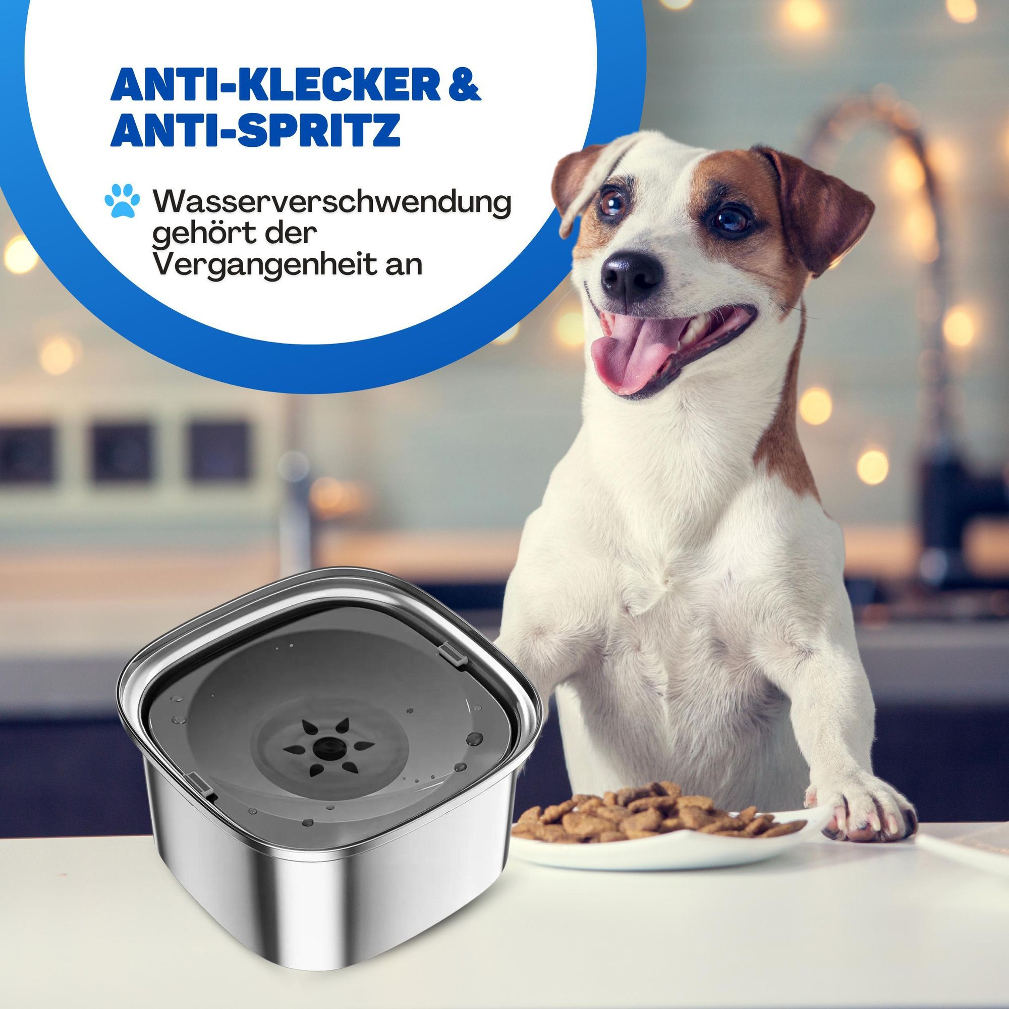 Vulpes Goods Wassernapf für Hunde, 3L Auslaufsicher Trinknapf Reisenapf, Rostfreier Stahl, rutschfest Katzen Hund Haustiere Hundenapf Anti-Schwapp Wasserspender für Haustier