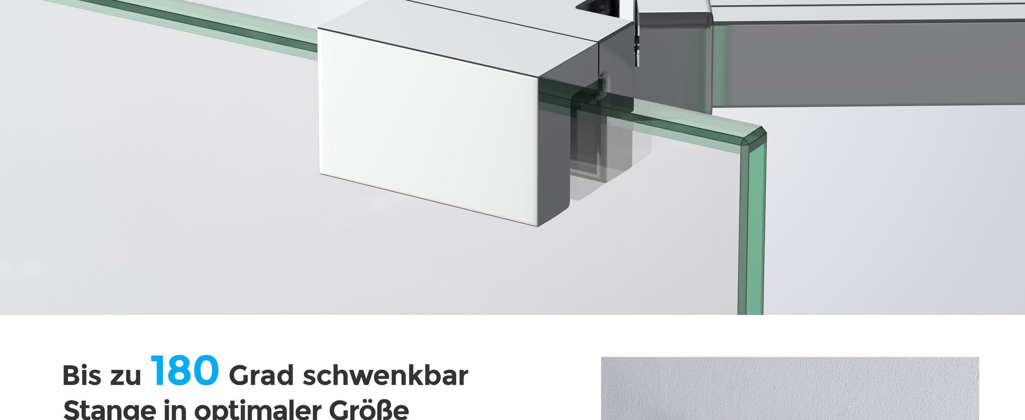 Heilmetz Haltestange Duschwand Stabilisator mit Drehbarem 180° Gelenk Stützstange aus Edelstahl Stabilisierungsstange 50cm für 6-8mm Seitenwand