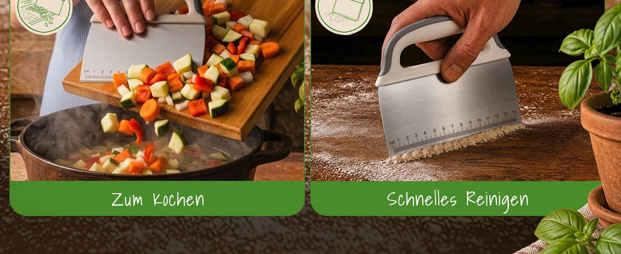 EDELFELD [Das Original] – Teigkarte aus Edelstahl 15cm – Teigschneider zum Brotbacken – Langlebiger Teigspachtel zum Teilen & Formen von Teig