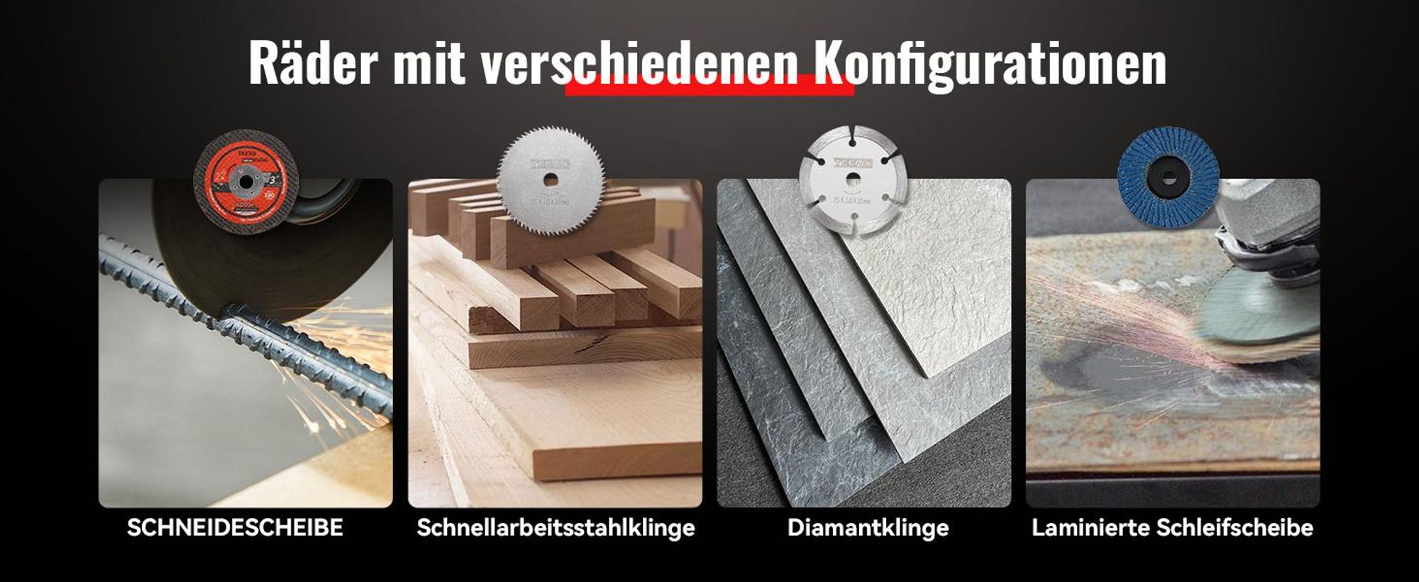 TEENO 21V Winkelschleifer mit Bürsten, 19500 U/min, inklusive 2 Akkus mit 1500mAh und 6 Schleifscheiben, professionelles Elektro-Trennschleifer Set