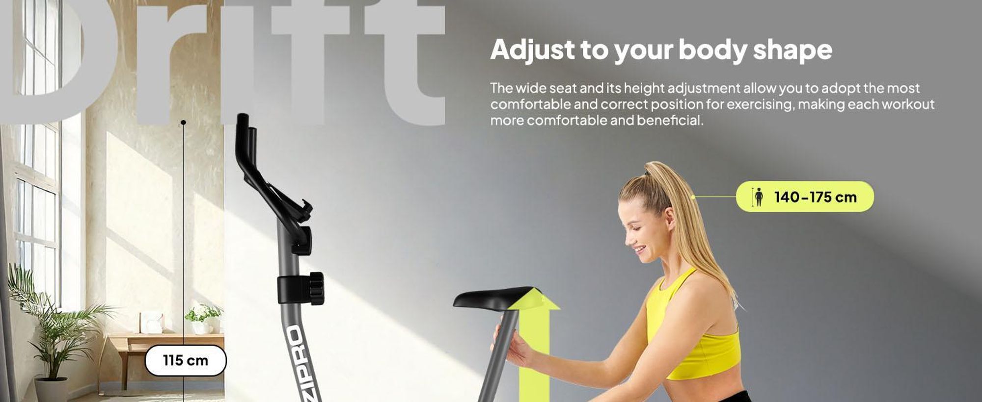Zipro rotoped Drift – magnetické fitness kolo  s 6 kg setrvačníkem Tichý rotoped pro domácí použití Kompaktní, s měřením pulsu  Držák na tablet