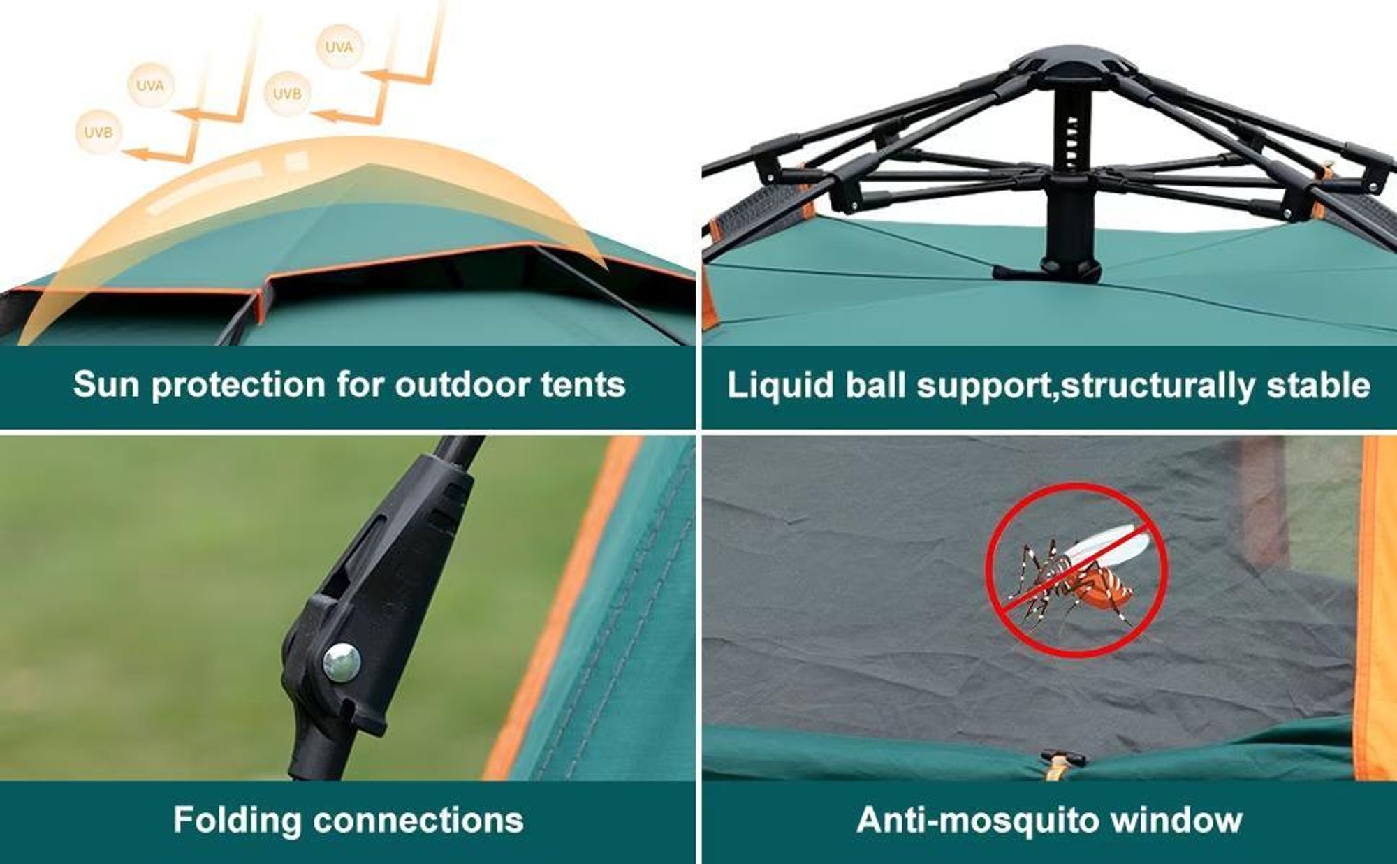 Campingzelt, Pop-up Zelt, Automatik Wurfzelte, für 3-4 Personen, Großes Familienzelt mit Tragetasche, für Festival, Campingplatz