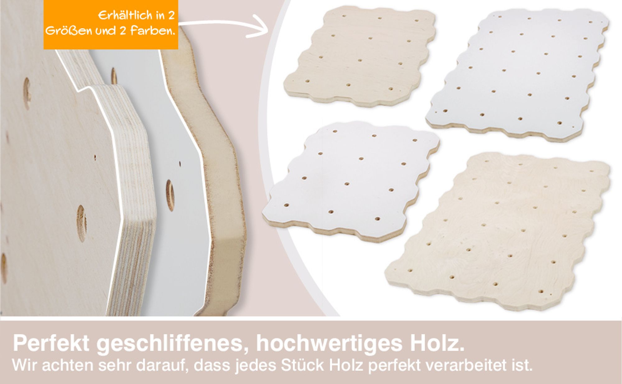 MAMOI® Indoor-Kletterwand mit Griffen, 4 Module, moderne Kletterwand für das Zimmer, weiße Holzwerkstoffplatte, Kletterset zur Montage, 100% ECO