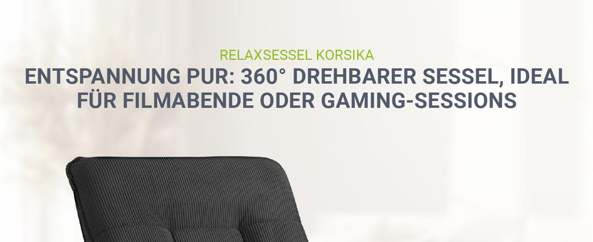 Juskys Relaxsessel Korsika - Cord-Bezug, ergonomisch, 5-lagiges Polster, 360° drehbar - Grau