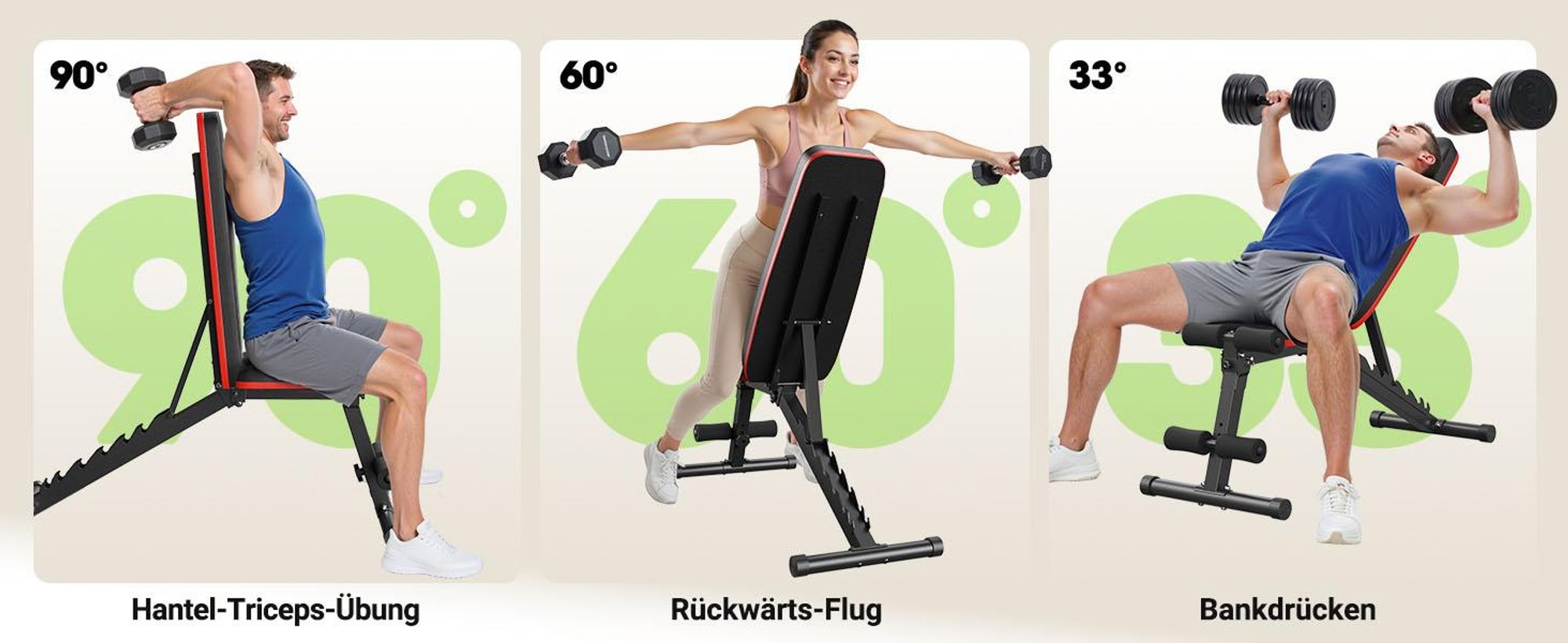 FLYBIRD Multifunktionale Hantelbank, 317 kg maximale Belastbarkeit, inklusive Resistenzbändern, verstellbare Trainingsbank für Ganzkörpertraining zu