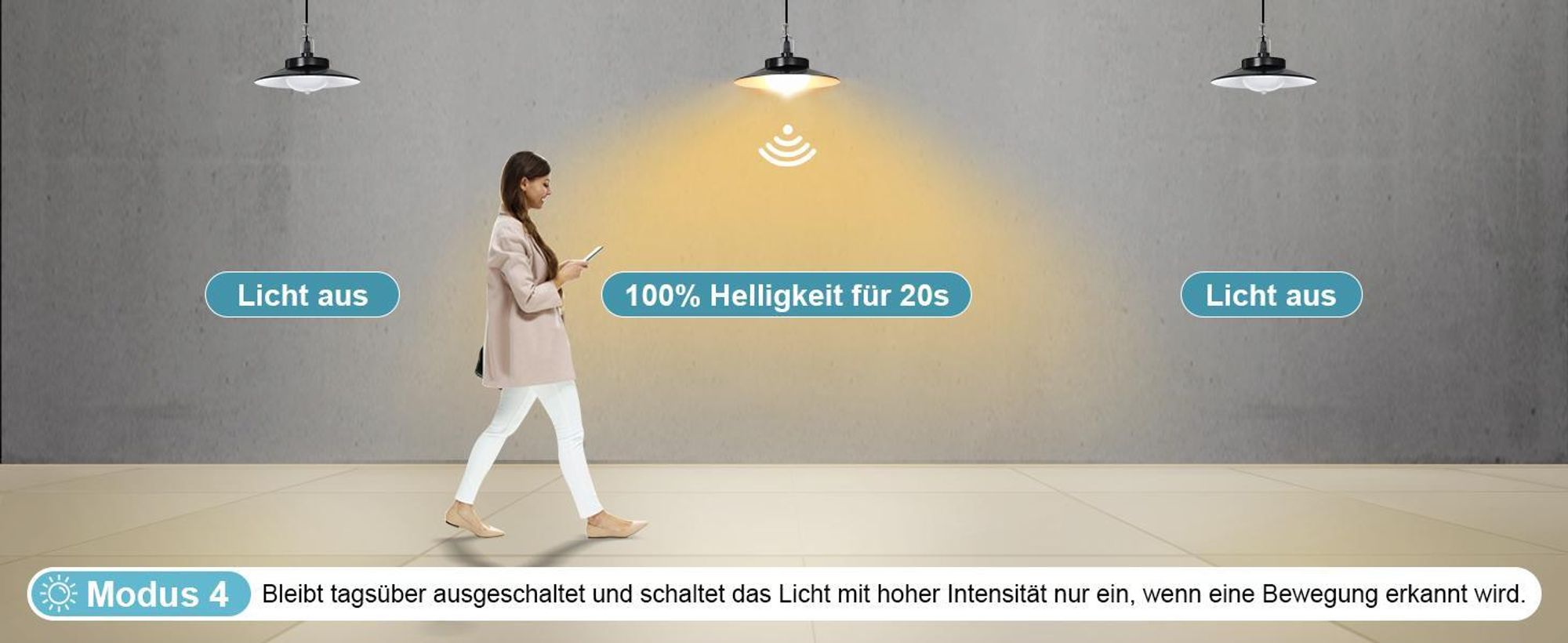 Außen Solarlampe 5 Beleuchtungsmodi mit Bewegungssensor und Fernbedienung Wasserdicht Solar Pendelleuchte Solarleuchte, Warmweiß, 3 Lampe