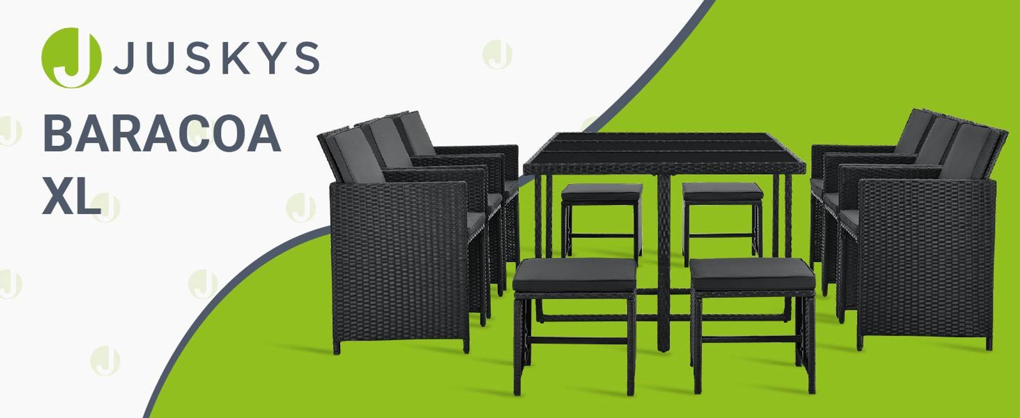 Juskys Polyrattan Lounge Manacor Schwarz und Grau