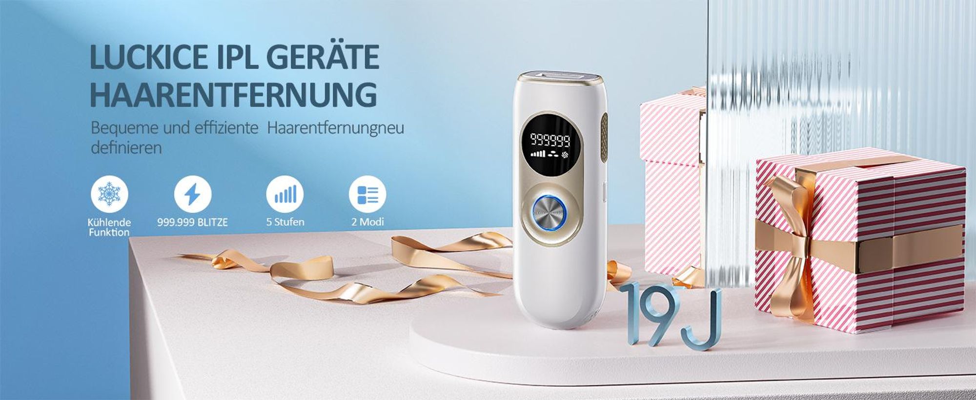 KUGI Haarentfernungsgerät IPL Geräte Haarentfernung mit Kühlfunktion 999.999 Blitzen– Laser Haarentfernung mit 5 Energiestufen