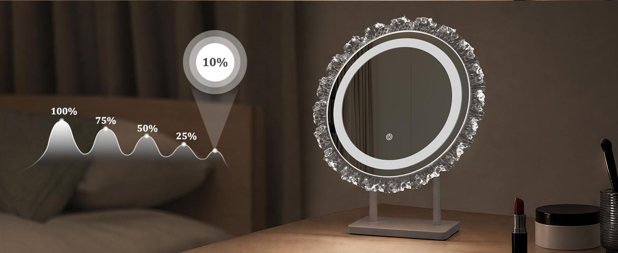 ZMH Rund Schminkspiegel mit Beleuchtung Hollywood Spiegel 40×48CM LED Schminktisch Kosmetikspiegel Make Up Mirror Klein Runder Schminktischspiegel