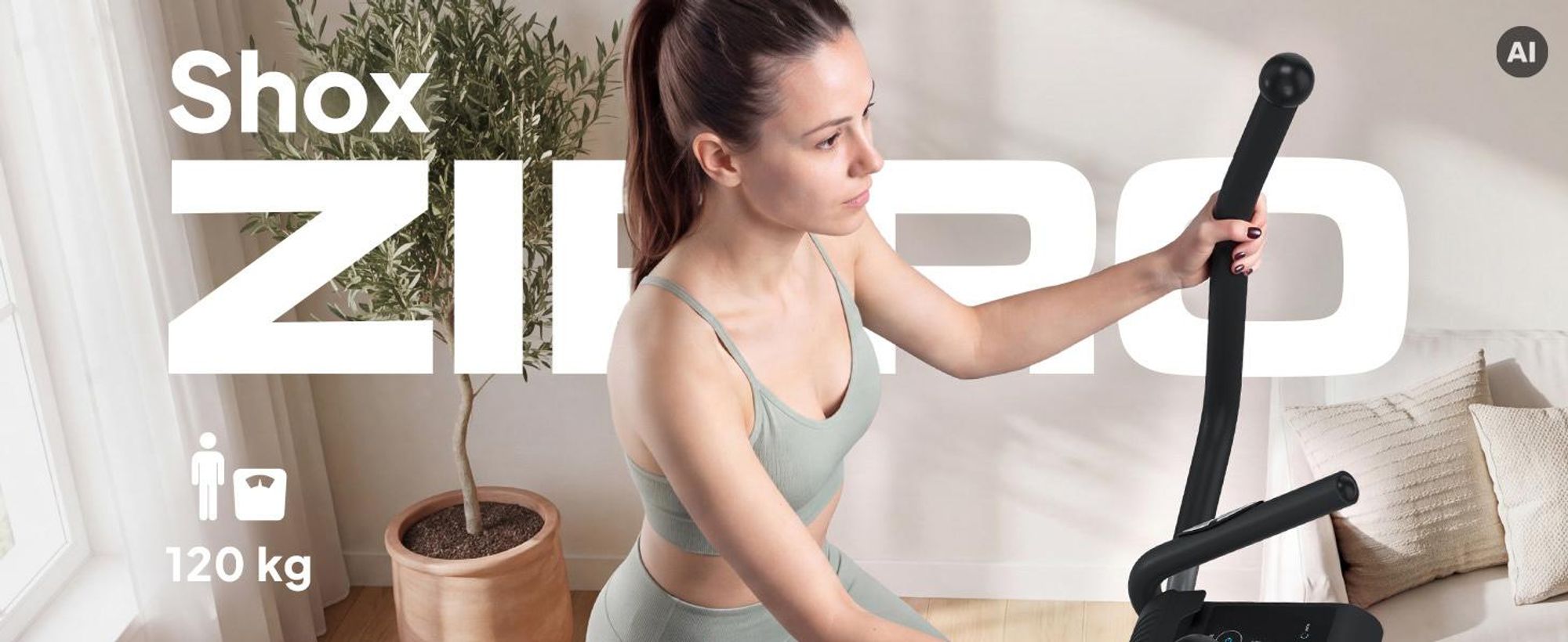 Zipro Shox Magnetischer Crosstrainer Heimtrainer bis 120 kg | Fitnessgerät für Zuhause mit LCD-Computer, Pulsmesser & 6 kg Schwungmasse