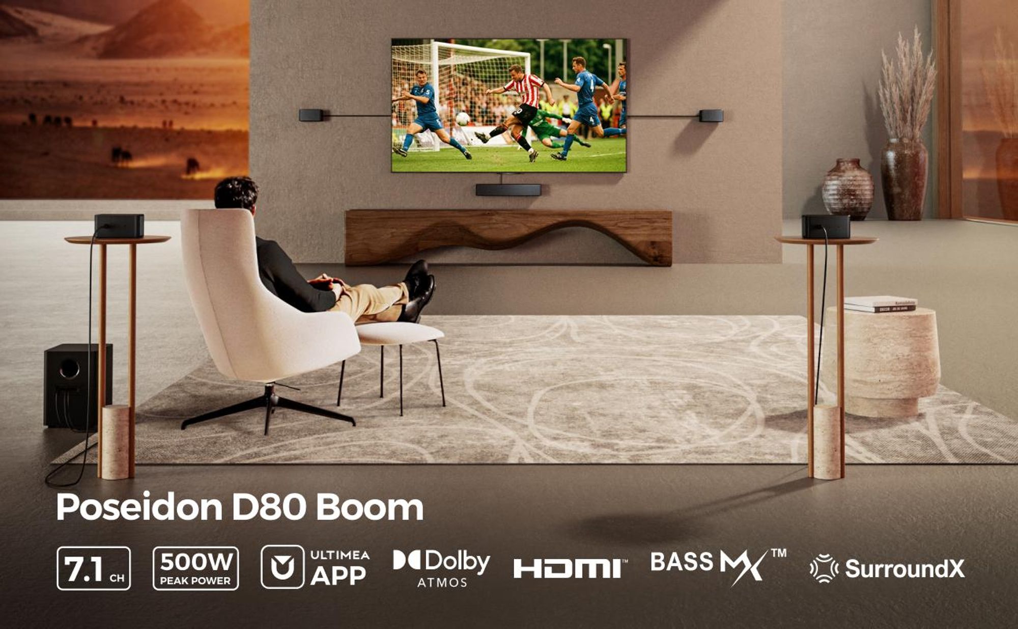 ULTIMEA 7.1 Dolby Atmos Soundbar für TV, Heimkino Sound Surround System, Poseidon D80 Boom