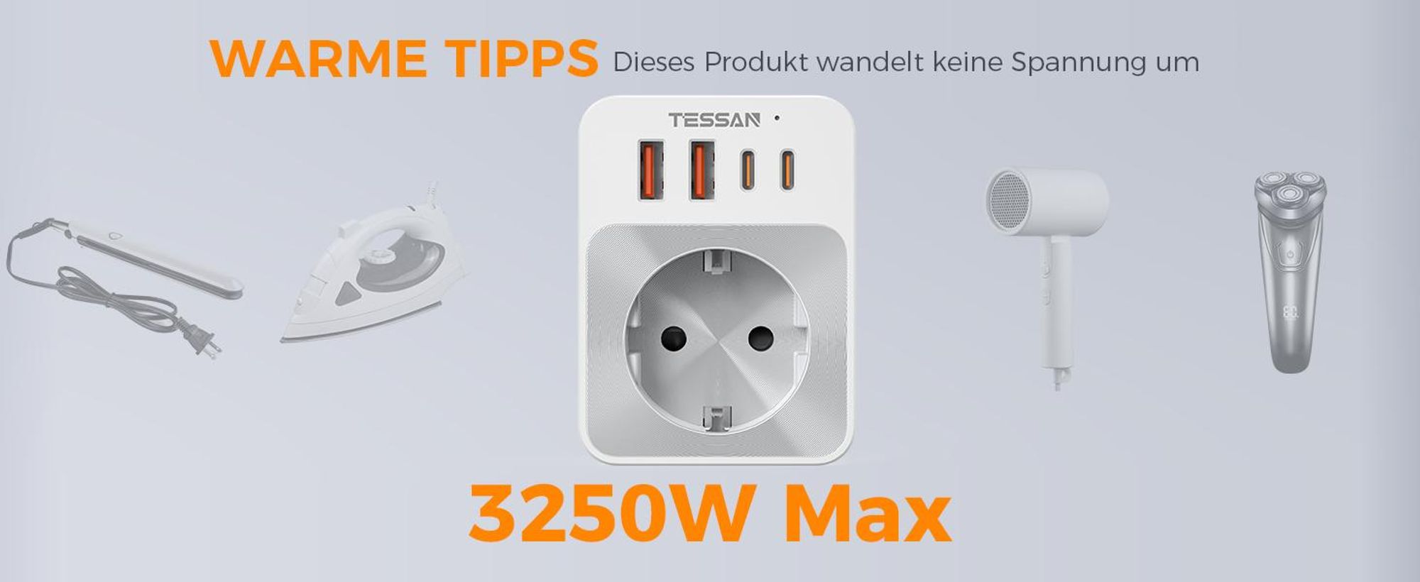 TESSAN 2 Stück Klappbarer Adapter 5 in 1 Reiseadapter UK Adapter auf EU Steckdosenadapter 2 USB C und 2 USB A Typ G für London