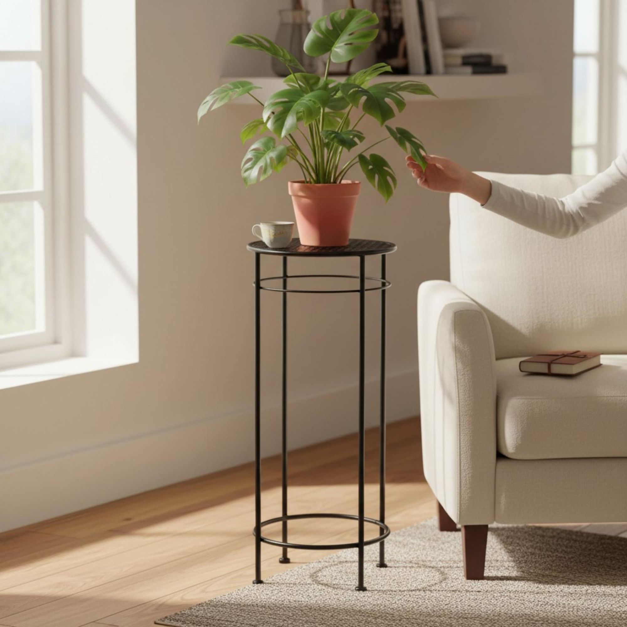 Beistelltisch MANHATTEN Metalltisch Tisch rund 70 cm Höhe Schwarz