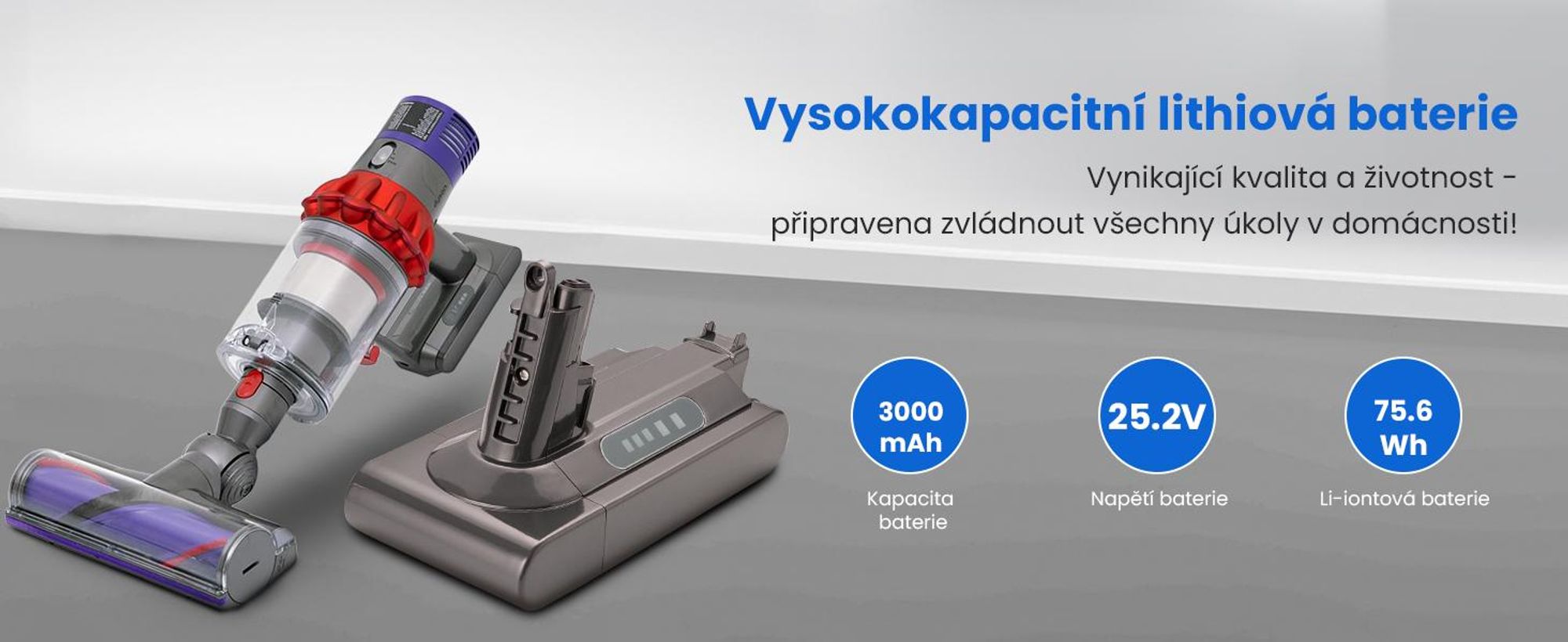 Extralink náhradní baterie pro Dyson V10 25,2 V 3000 mAh Li-Ion kompatibilní s Cyclone V10