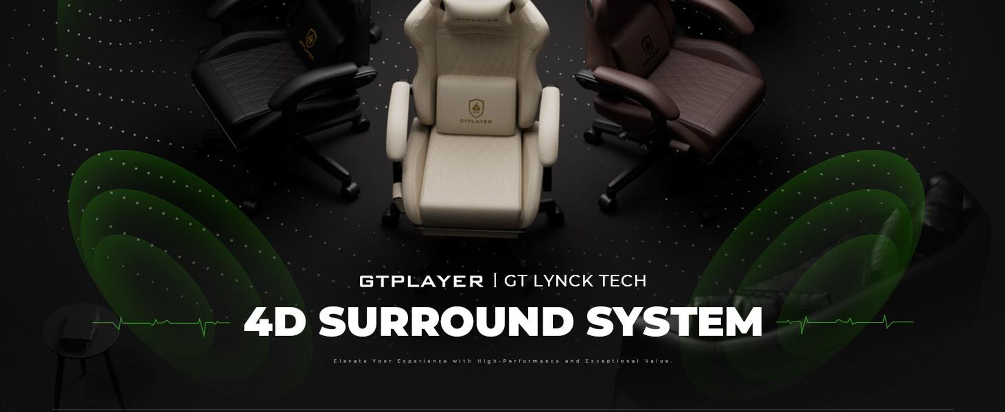 GTPLAYER Sedia da gioco ACE PRO, sedia da ufficio ergonomica con braccioli inclinabili e poggiapiedi, altoparlante Hi-Fi, atmosfera sonora impressionante, verde