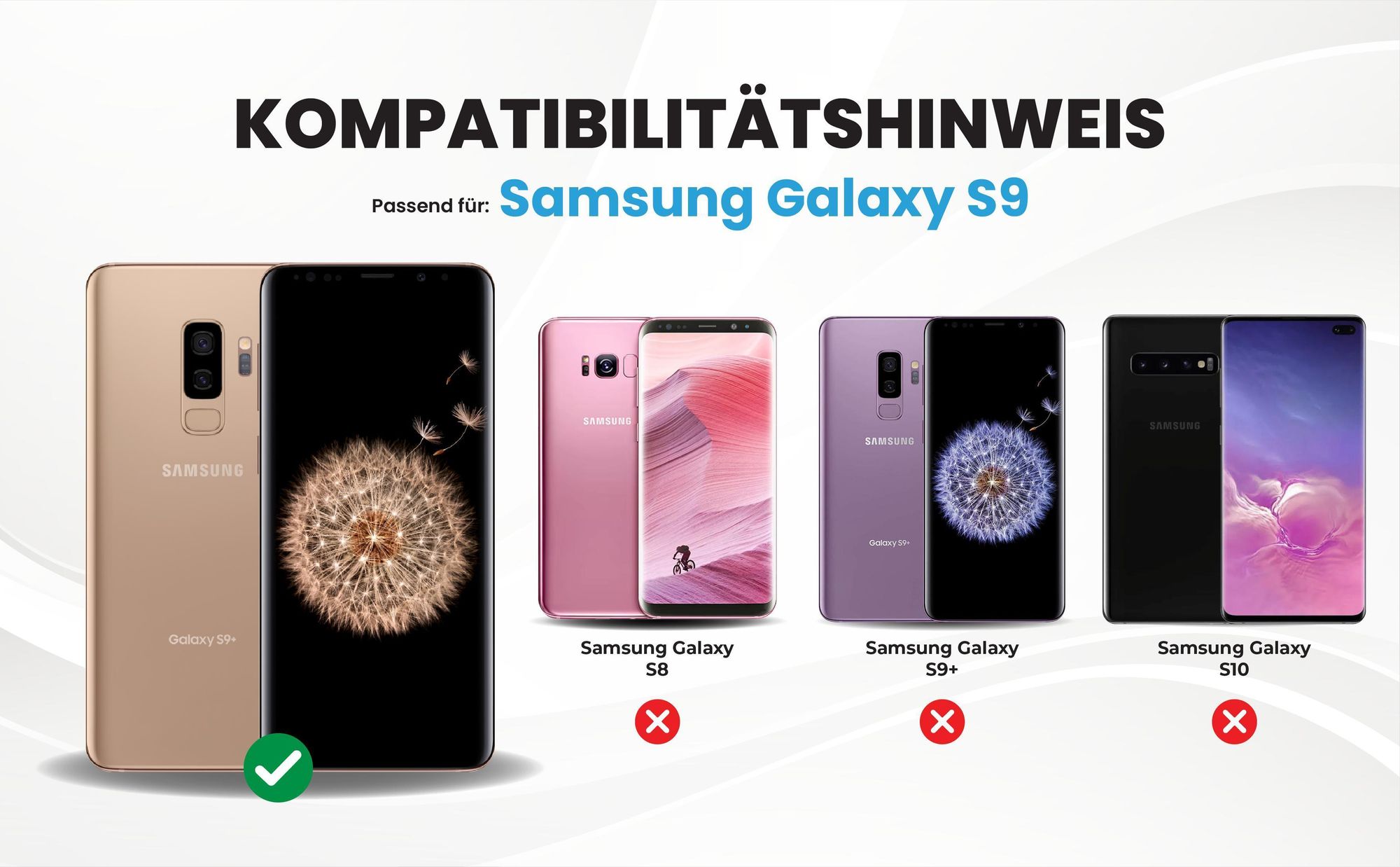 Kompatibilitätshinweise Hülle für Samsung Galaxy S9