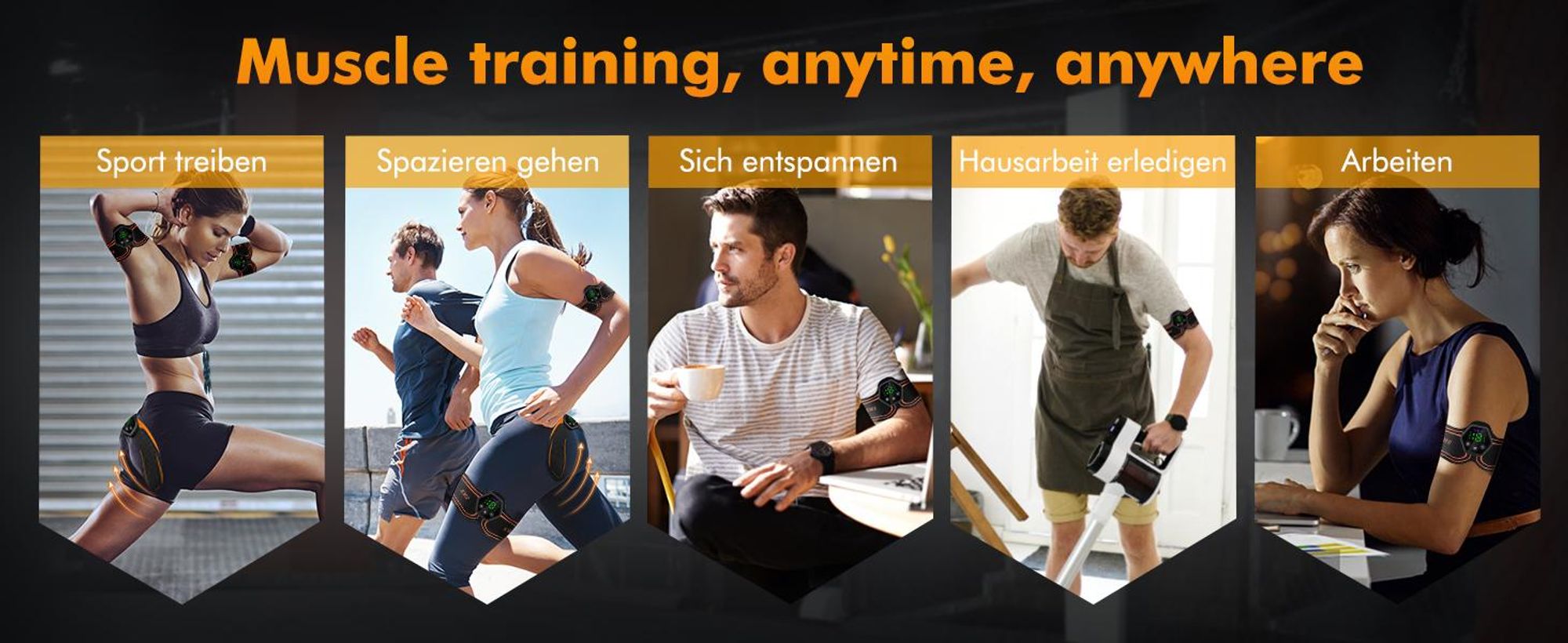 EMS Trainingsgerät – EMS Bauchmuskeltrainer Elektrisch mit 8 Modi & 19 Intensitäten für ABS, Arm, Bein & Po, Gürtel für Herren & Damen