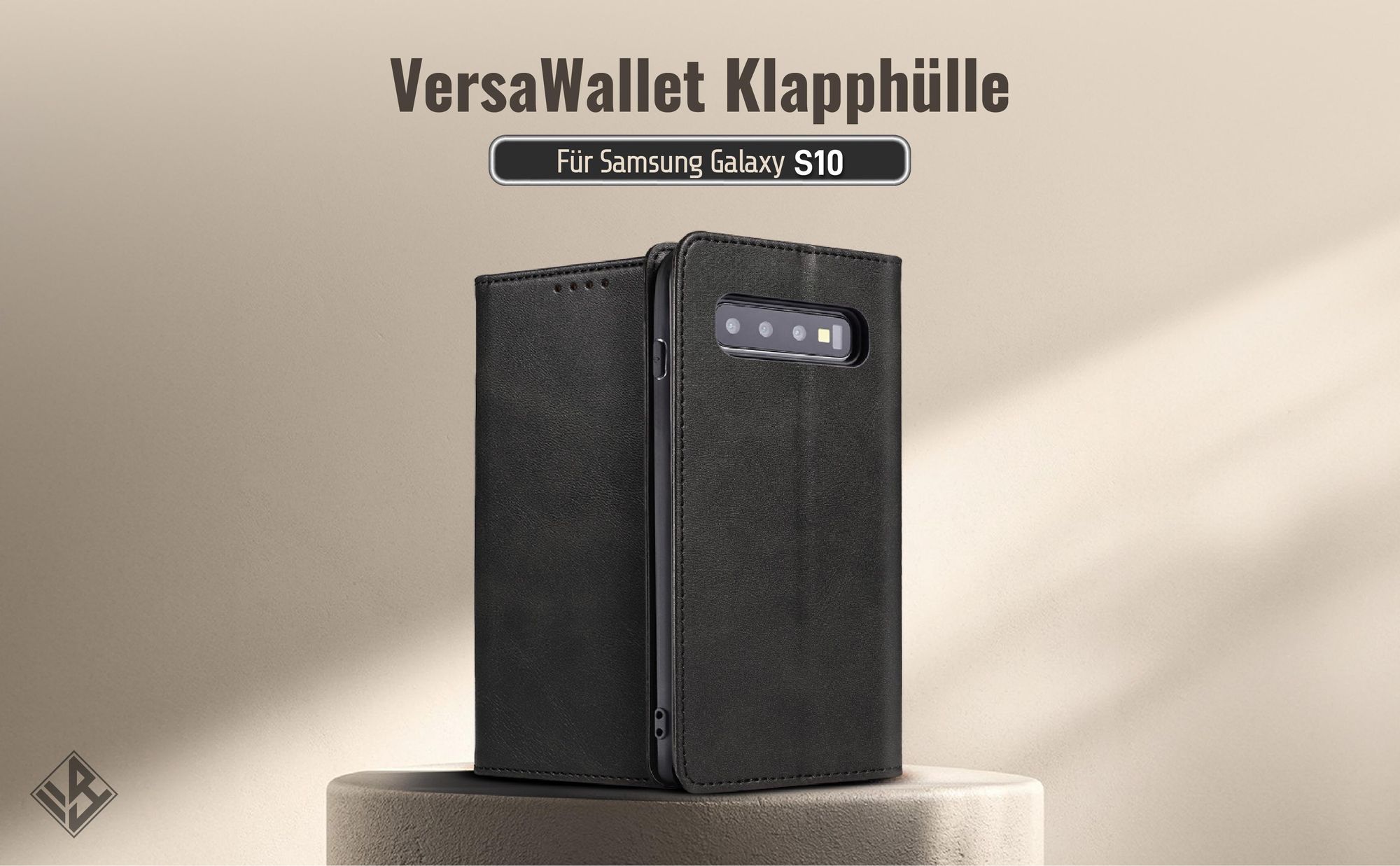 Schwarze Klapphülle für das Samsung Galaxy S10 mit Wallet-Funktion