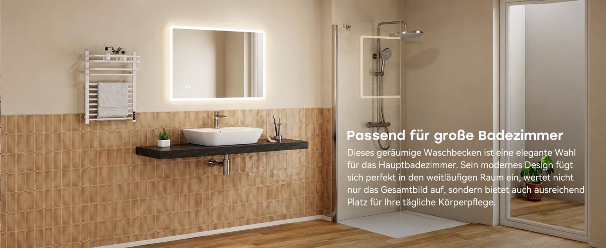 HOROW 56 x 40 cm Hänge Waschbecken, Badezimmer Aufsatzwaschbecken, Handwaschbecken für Gäste wc, mit Wasserhahnloch und einen Überlauf