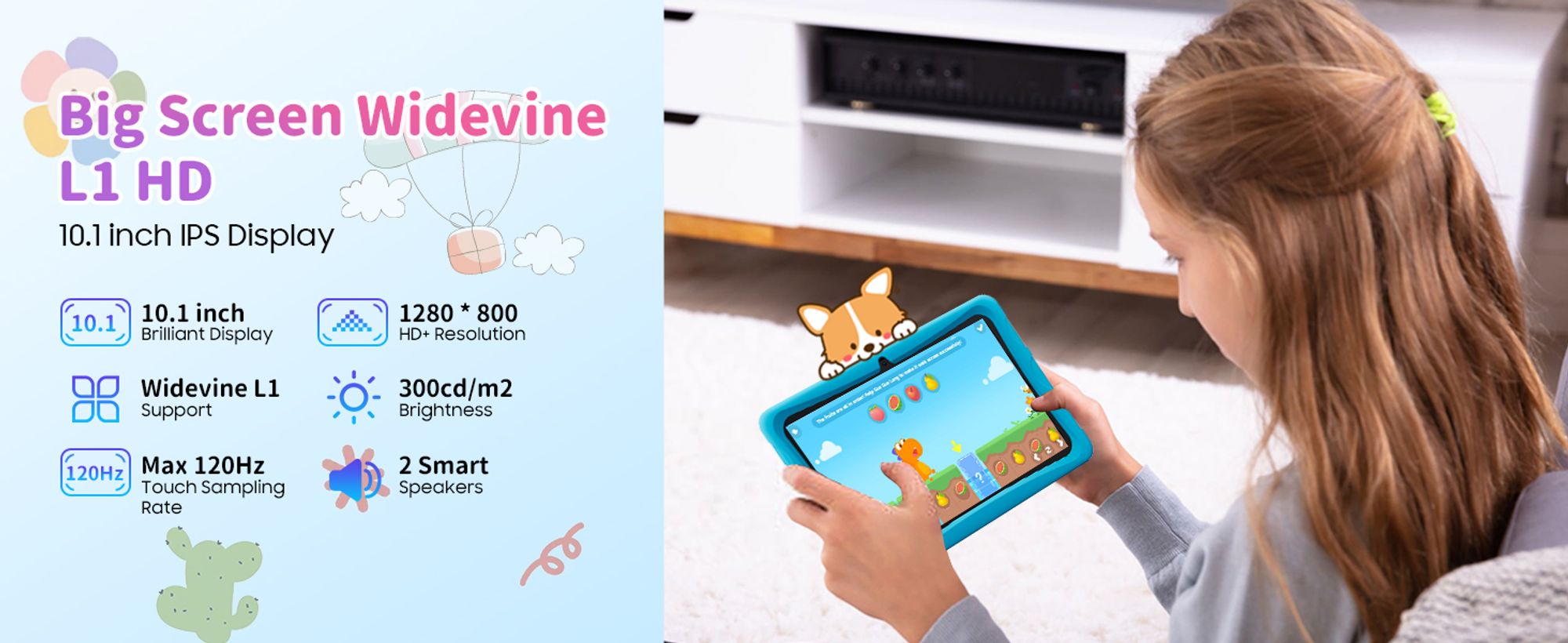 Tablet dla dzieci Blackview BESTTAB, 10 cali, Android 14, 12 GB (4+8 z możliwością rozszerzenia) RAM + 128 GB RAM (1 TB TF, ośmiordzeniowy tablet dla dzieci, 5100 mAh