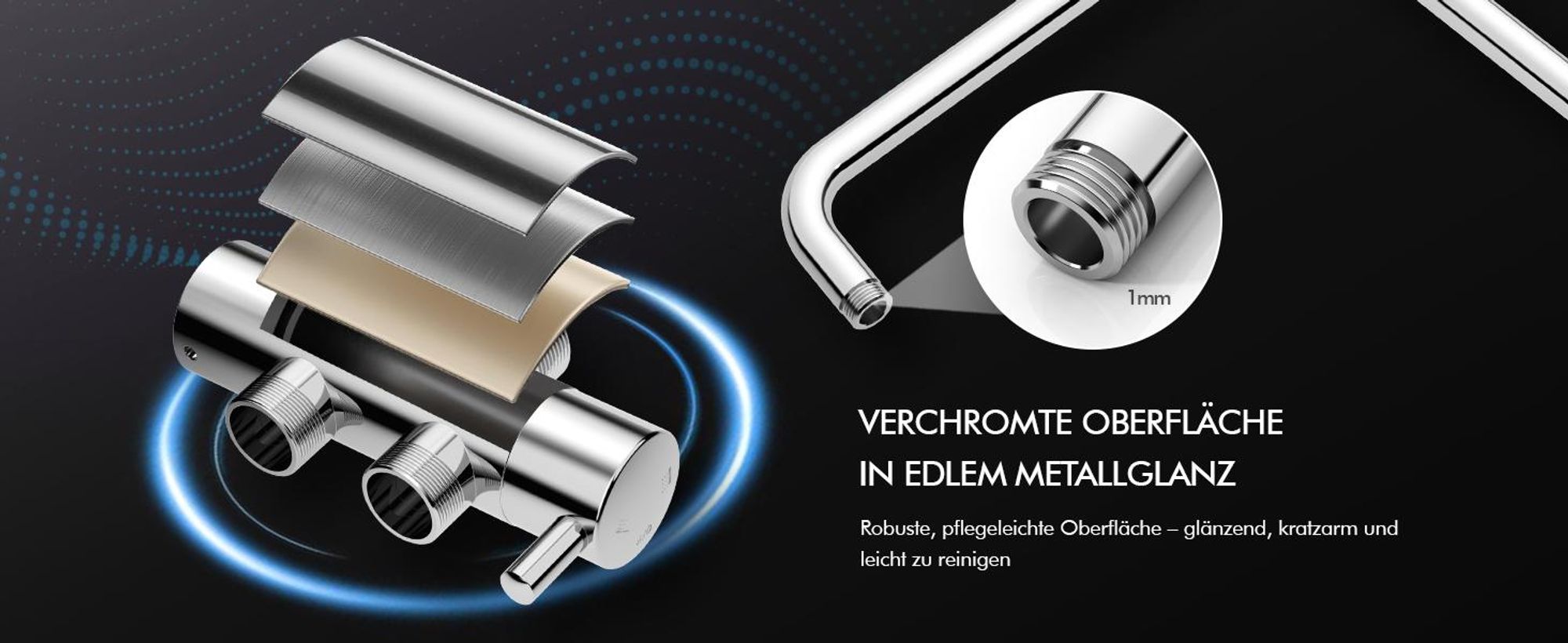 Homelody Duschsystem ohne Armatur, Duschset Duschsäule mit SUS 304 Edelstahl 30cm kopfbrause & Handbrause Rund, 3 Strahlarten, Chrom